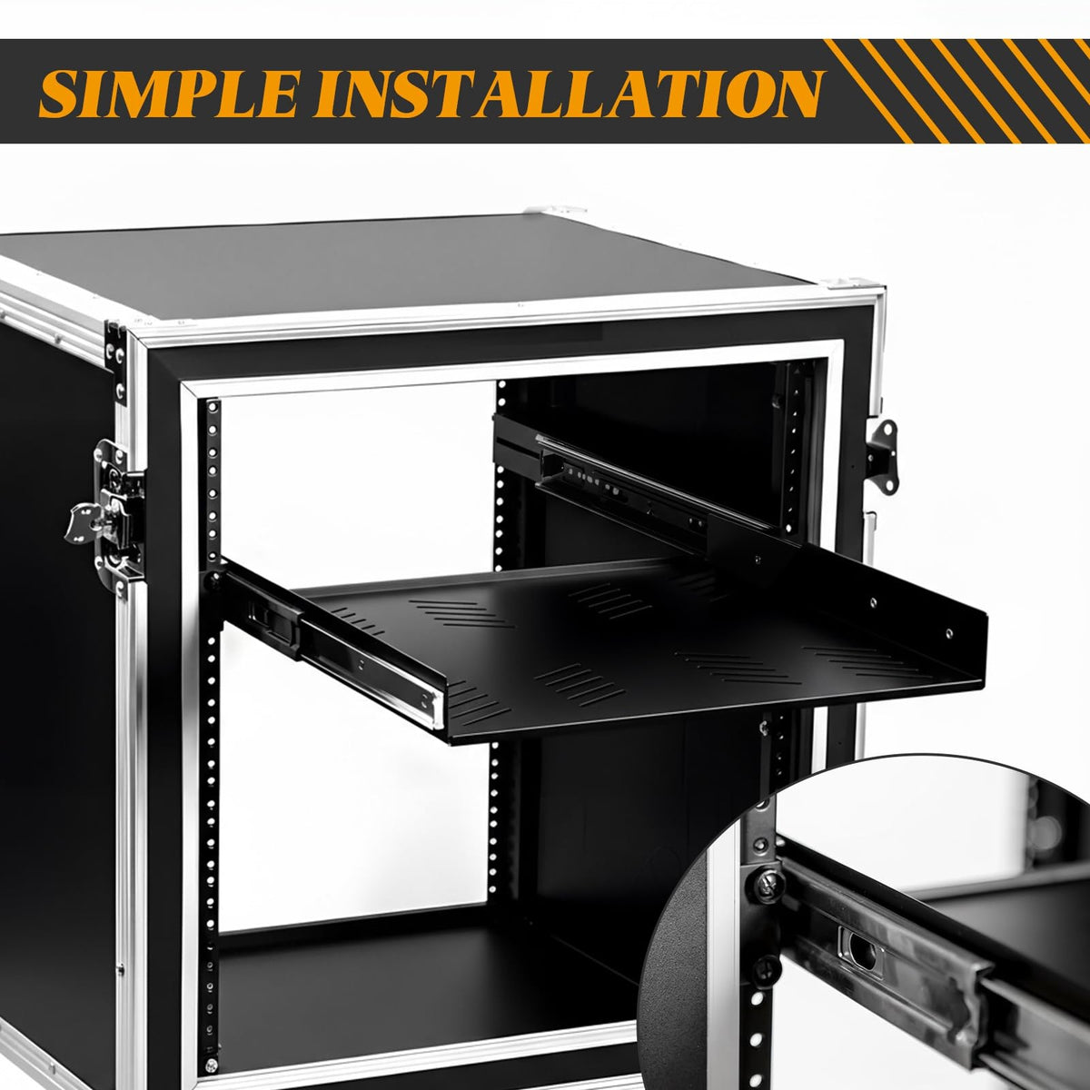 Otoolling 1 Pcs 1U Sliding Shelf Cantilever Server Shelf 19 Inch Length Vented Shelve Rack for 19 Inch Network Cabinet AVL Audio AV IT DJ Equipment Rack, 1 Machine Depth Up to 15 in, Large Capacity