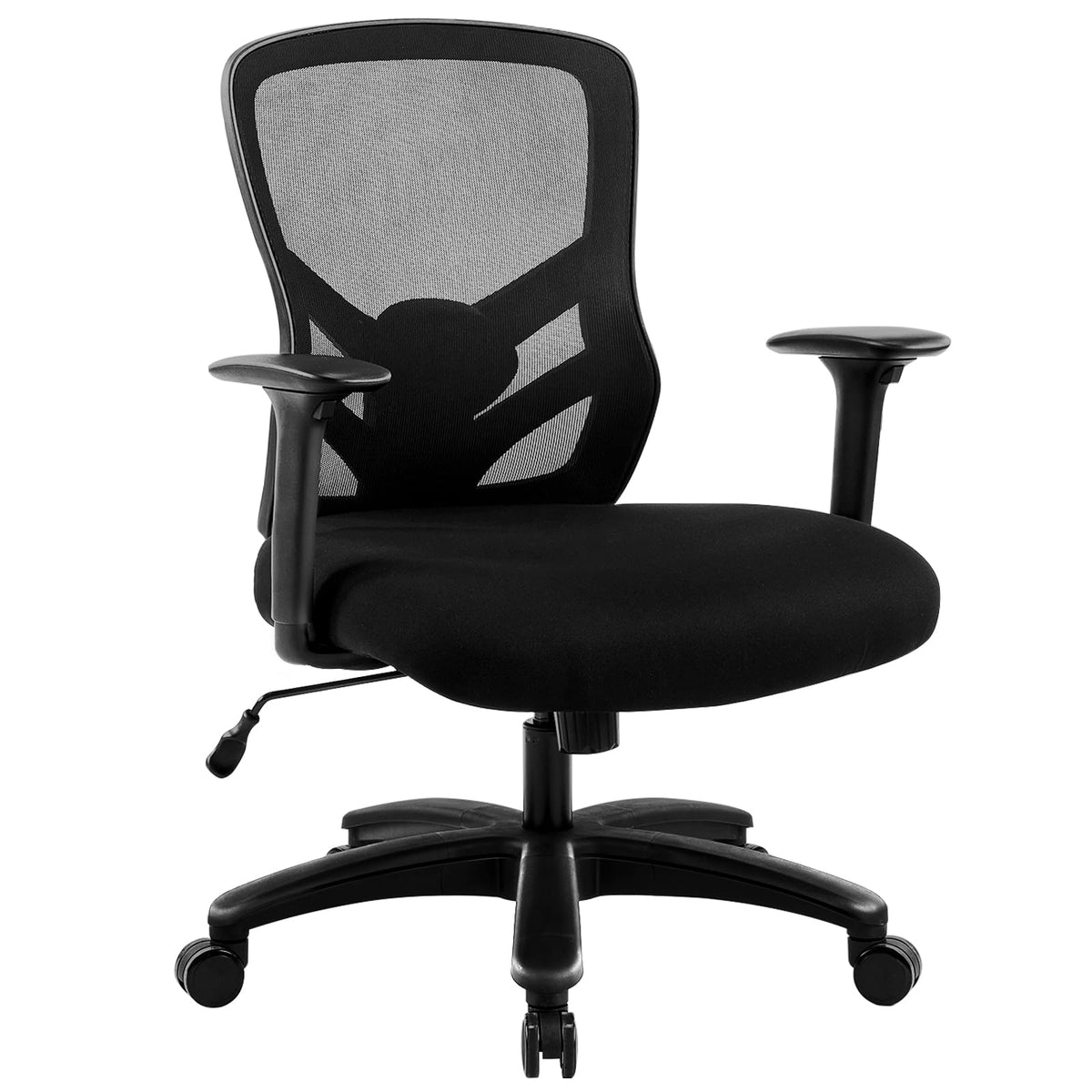 YFO Big and Tall Office Chair 500LBS - Computer Desk Chair with Adjustable Lumbar Support, Heavy Duty Ergonomic Mesh with 360 Rotation 4D Arm and Extra Wide Comfty Seat, Quiet Wheels for Adults, Black