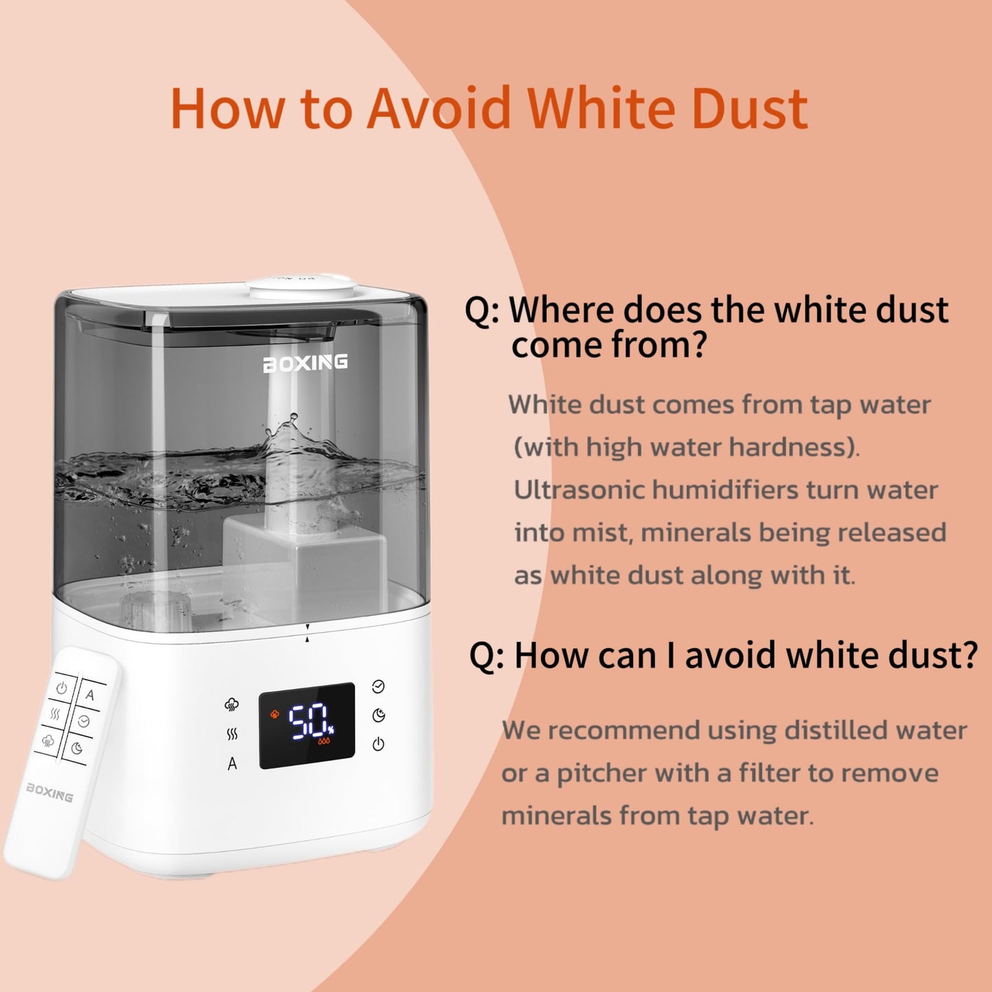 BOXING 4.5L Warm and Cool Mist Ultrasonic Humidifier for Bedroom Large Room, Top Fill Essential Oil Diffuser with Remote, Auto Shut-Off Quiet Sleep Mode, Humidistat, Timer, BPA-Free, 45H Runtime