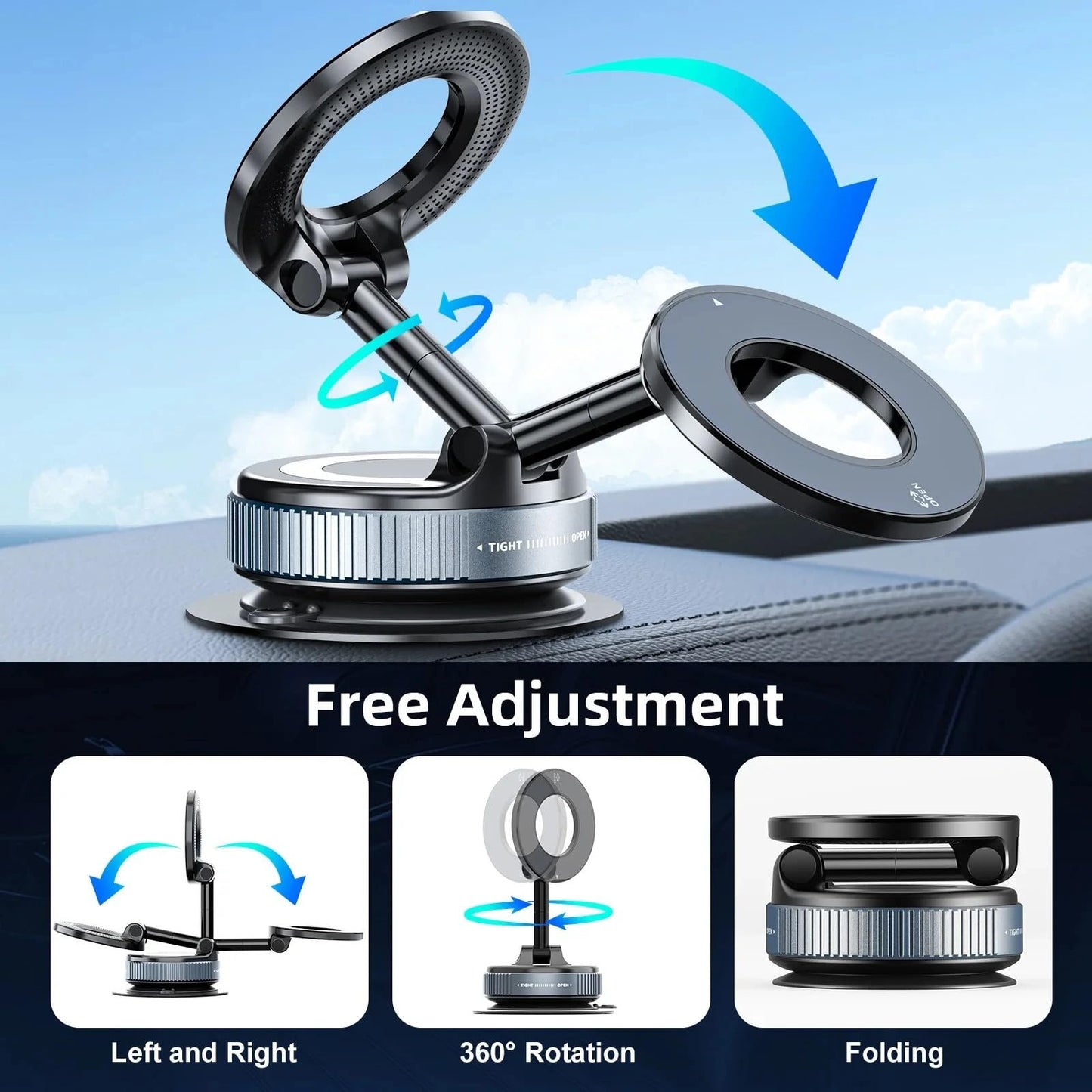 Upgrade Vacuum Magnetic Phone Holder for Your car,106 LBS Extra Strong Suction Cup N52 3800 Gauss Magnet Phone Mount for Cell Phone Holders for Your Car - Gym - Mirror for iPhone