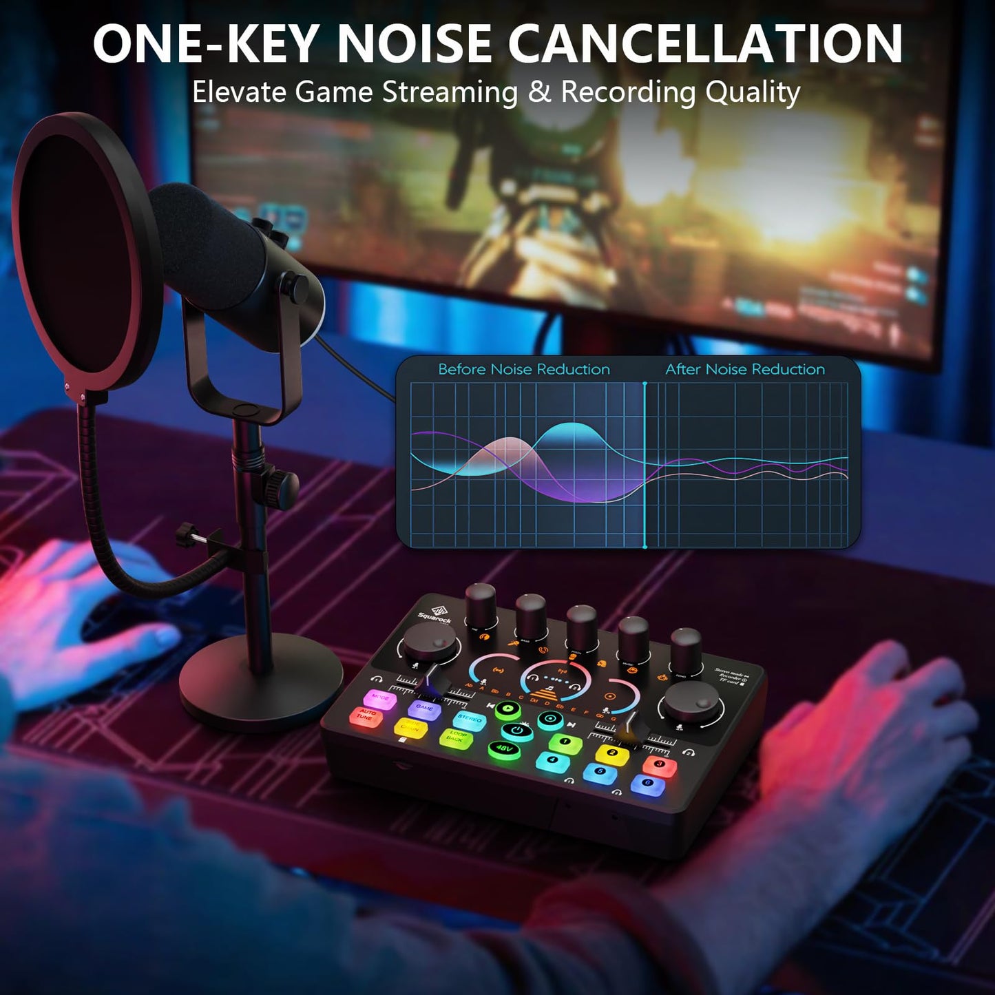 Podcast Equipment Bundle for 2, Dynamic XLR/USB Gaming Microphone & Streaming Audio Mixer with RGB Lights, Perfect for Podcast, Recording, Video Vocal, PC