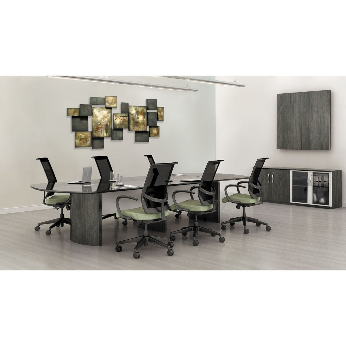 Safco Medina Presentation Board with Dry Erase Center Panel, 65" x 75" Gray Steel Laminate