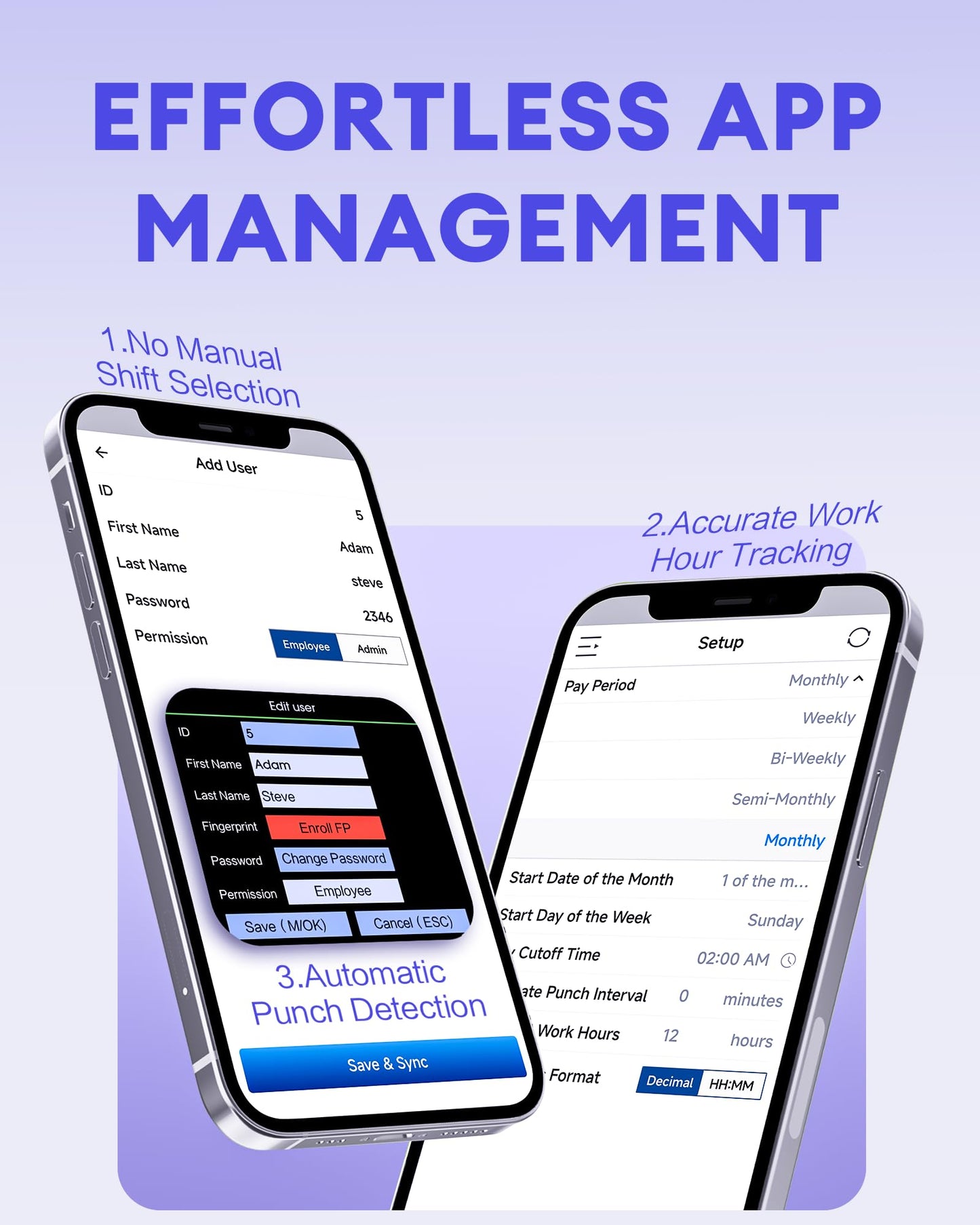 NGTeco APP Time Clock for Small Business, Fingerprint Biometric & PIN Clocking System, 2.4GHz WiFi Clocks in Machine for Employees with iOS/Android App, No Monthly Fee