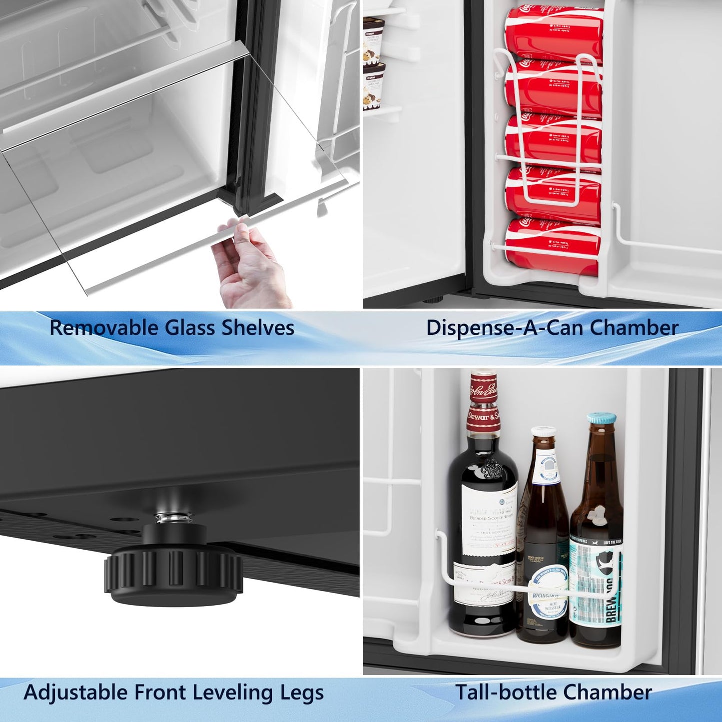 COWSAR 3.2 Cu.Ft Dorm Fridge with Freezer, Single Reversible Door Compact Refrigerator, Adjustable Thermostat, 2 Removable Shelves, Commercial Drink Fridge for Bedroom, Office, Kitchen, Dorm, Silver