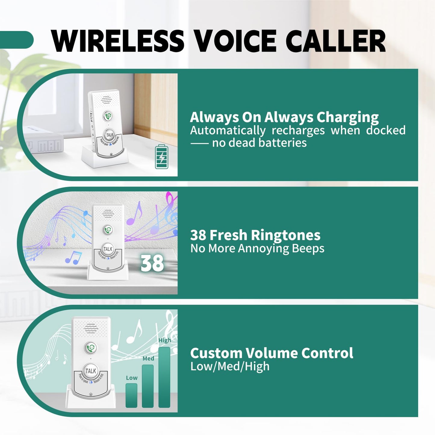 2 Way Voice Intercom, Long Range Wireless Intercomunicador Home Communication System Doorbell Unit, 100m Range Indoor Intercoms Calling System Room to Room Intercom for House, Hospital, Hotel