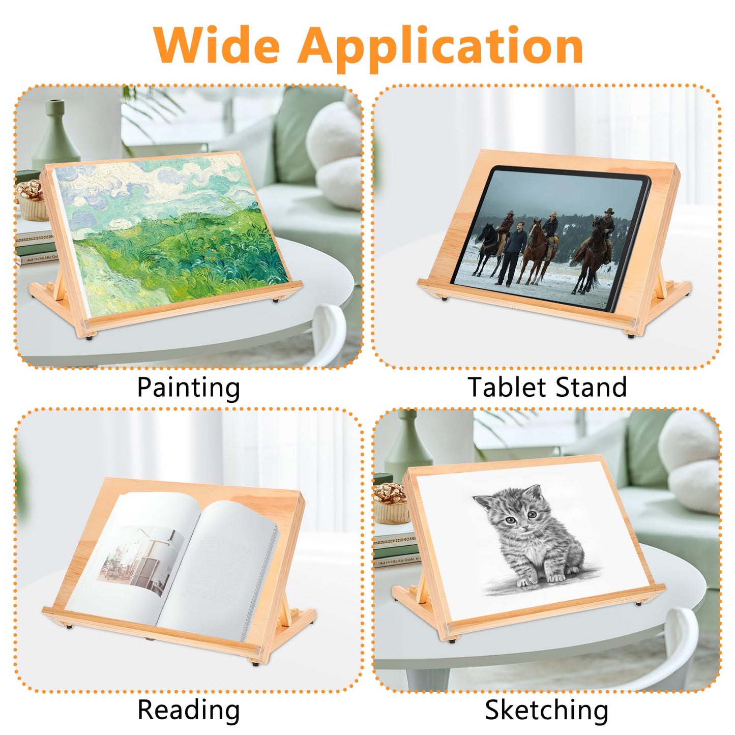 2PCS Tabletop Easel for Painting 17.7"x11.8" Adjustable Angle Portable Easel Tabletop Wooden Easel Stand for Canvas Book Artwords Display