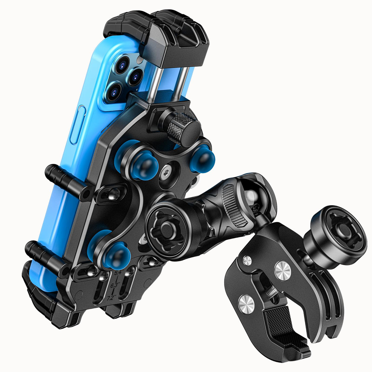 LOKTENWO Motorcycle Phone Mount with Vibration Dampener & High-Speed Secure Lock, Anti-Theft ATV Scooter Motorcycle Handlebar Phone Holder for 5.4” to 7.2” Smartphone