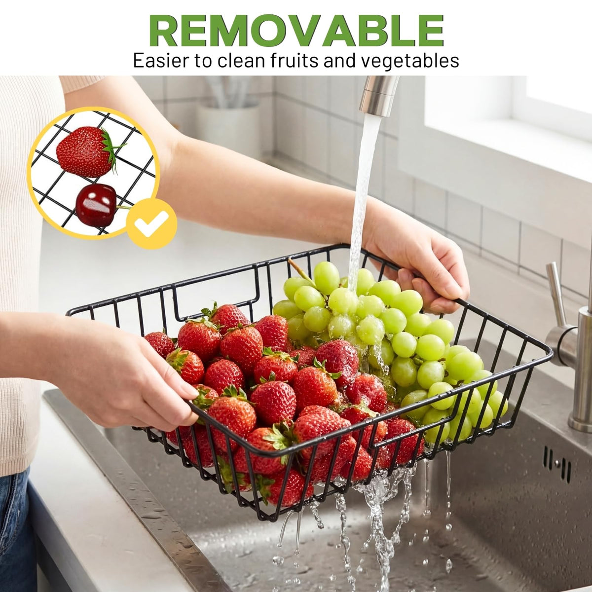 Ofiray-home 3 Tier Fruit Basket with 2 Banana Hangers, Detachable Countertop Fruit Vegetable Basket Organizer for Kitchen Counter, Metal Mesh Fruit Bowl for Potato Onion Bread Snack Veggie
