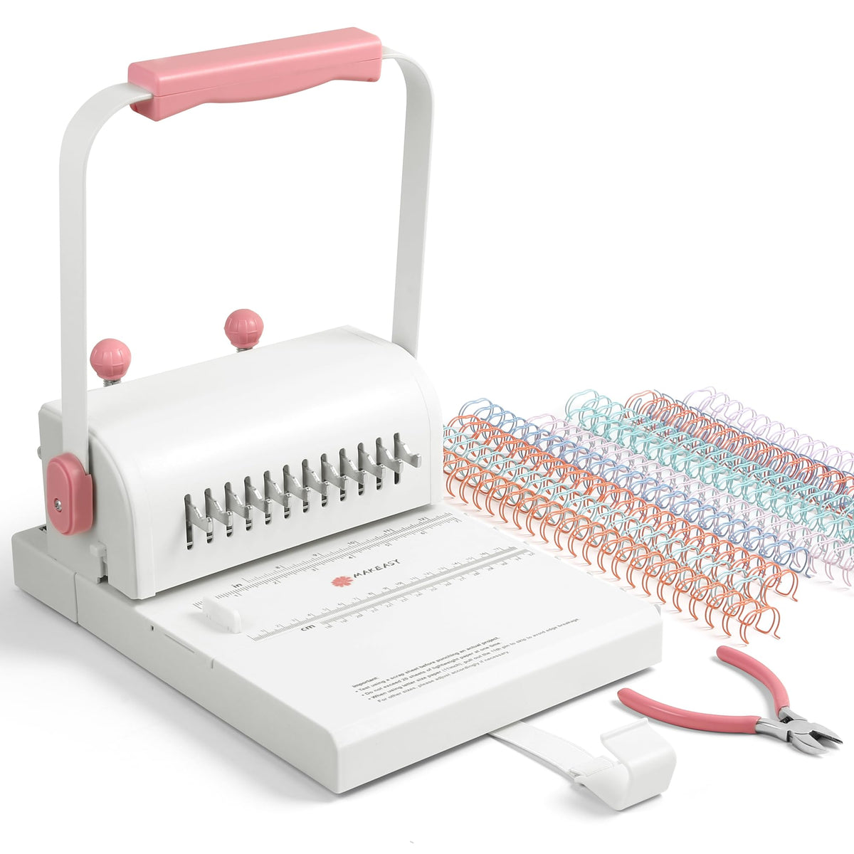 MAKEASY Binding Machine Hole Pitch 2:1 - Portable Book Binding Kit with 10PCS 5/8'' Binding Wires & Plier, for DIY Notebooks, Albums, Journals, and Calendars – Circle Holes, 20 Sheet Punch Capacity