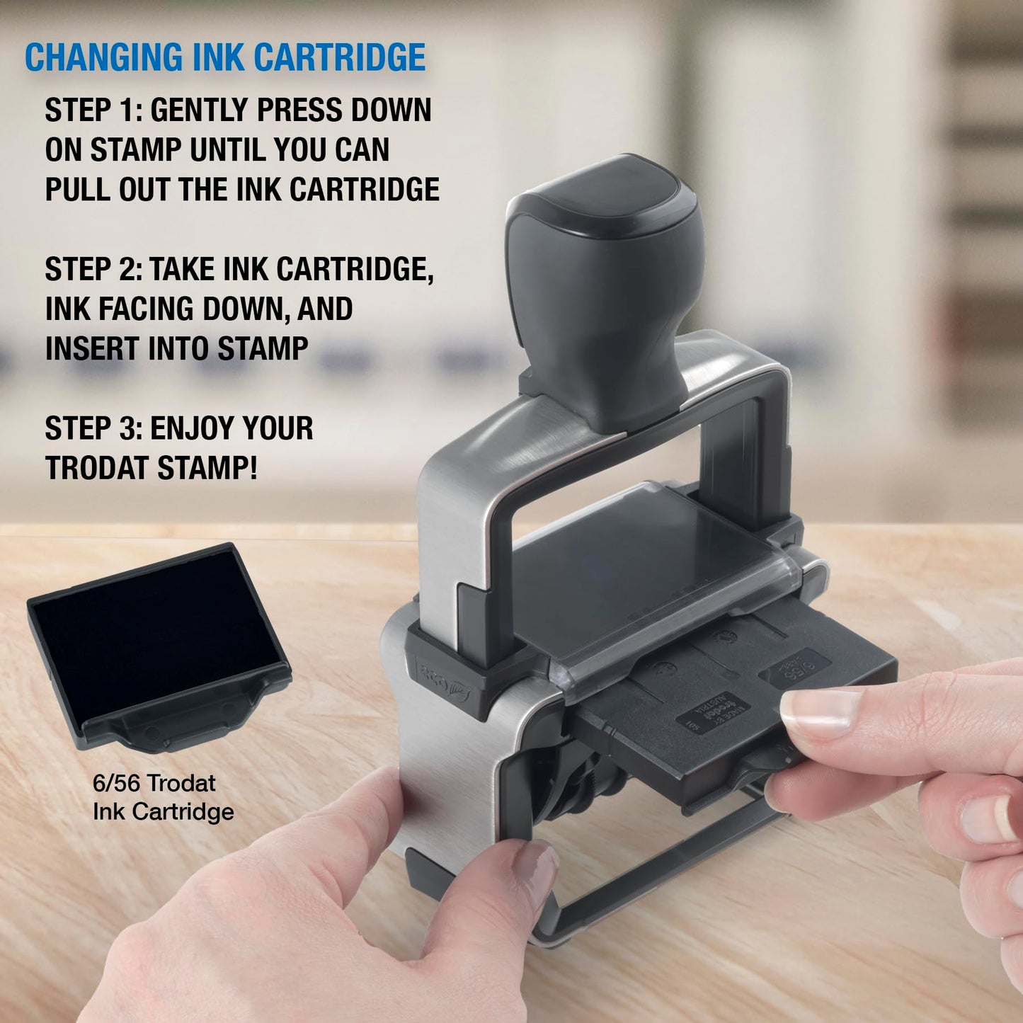 Trodat Professional 5117 12-Message Stamp, Dater, Self Inking, 2-1/4" x 3/8", Black