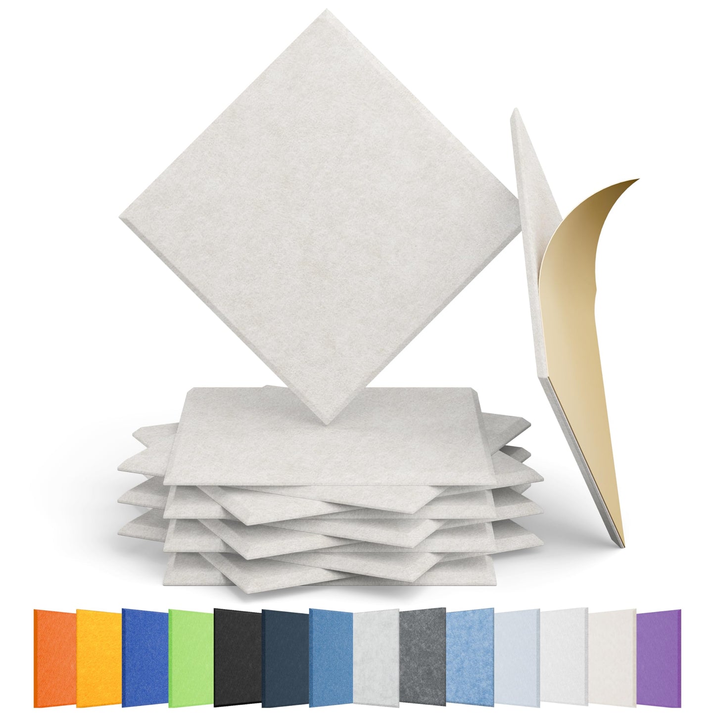 Amantech 12 Pack Acoustic Panels Self Adhesive Sound Proof Foam, High Density Sound Acoustic Panel, 12X12X0.4 Inch Square Panels in Home, Office, Reccording Room, Studio,and more(Beige)