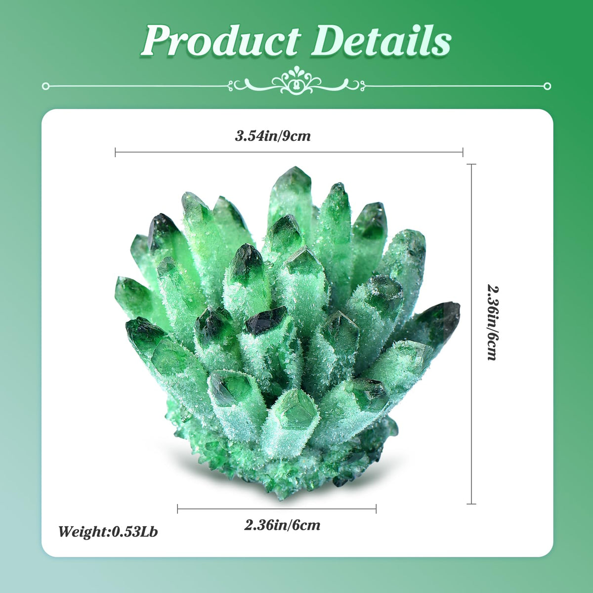 Natural Crystal Cluster Clear Quartz Mineral Crystal Cluster Cluster Healing Ornament Hue Reflection Feng Shui Home Decor (Green)
