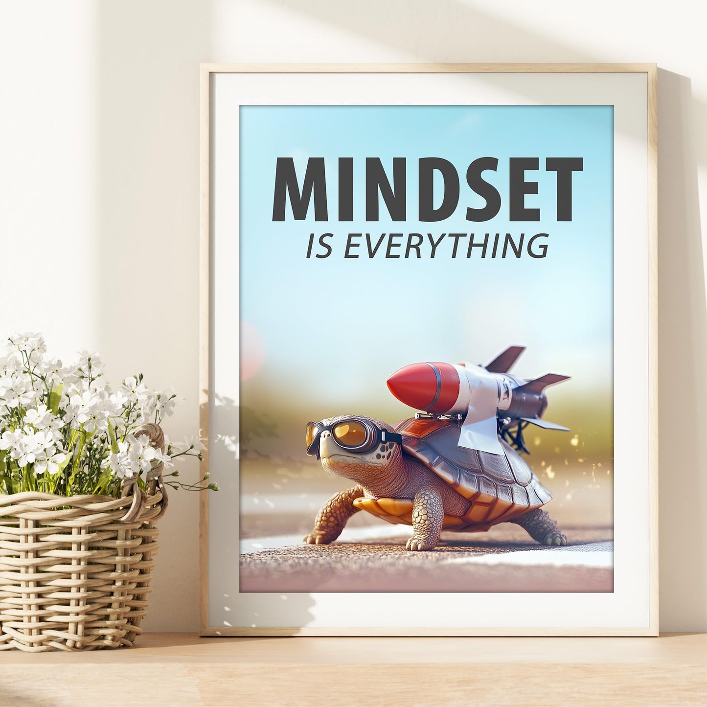 Mindset Is Everything Art Print - 11x14 | Motivational Wall Art for Office Decor | Inspirational Wall Pictures for Girls Room | Aesthetic Room Decor for Bedroom | Living Room Wall Art