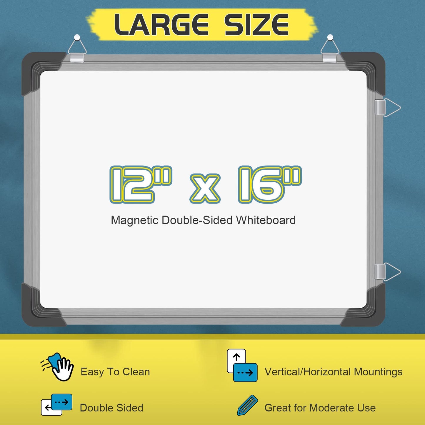 Dry Erase Calendar Whiteboard for Wall, Polegas 16" X 12" Magnetic White Board, Small Wall Monthly Double Sided Schedule Boards Student, Home, Office, Planning, Reminder, Task, List, Memo (White)