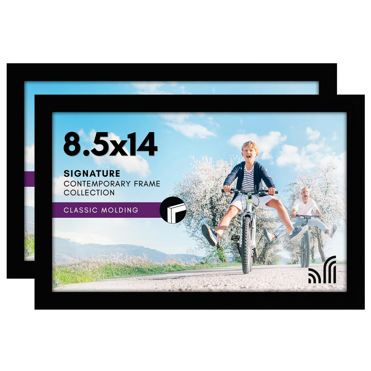 Americanflat 8.5x14 Picture Frame with Shatter-Resistant Glass - Set of 2 - Signature Collection - Gallery-Style Frames Made of Engineered Wood - Picture Frames for Wall Display - Black