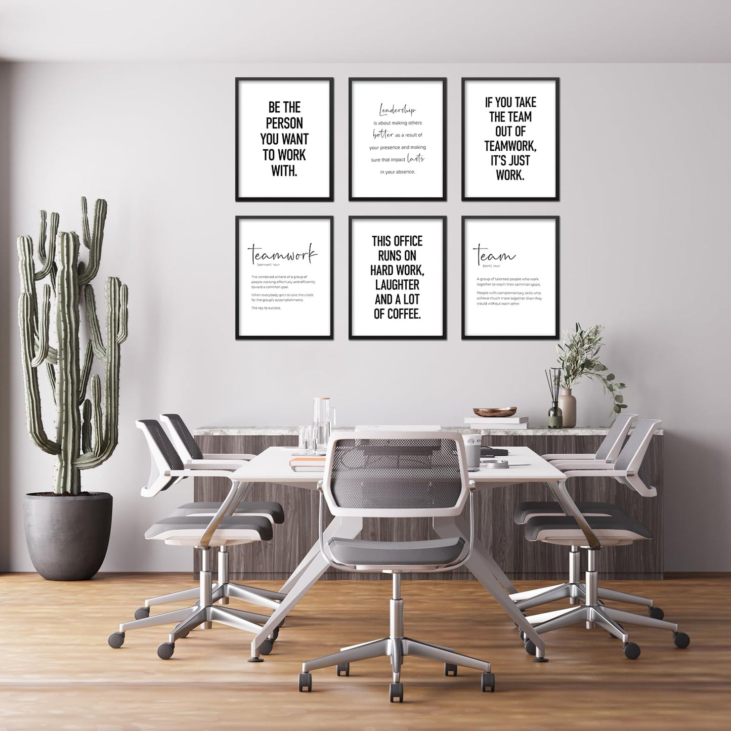 Modern Office Wall Art Motivational Posters Set of 6 Office Decor for Women Funny Team Posters Teamwork Inspirational Wall Art Positive Modern Decor Poster Canvas Print Unframed