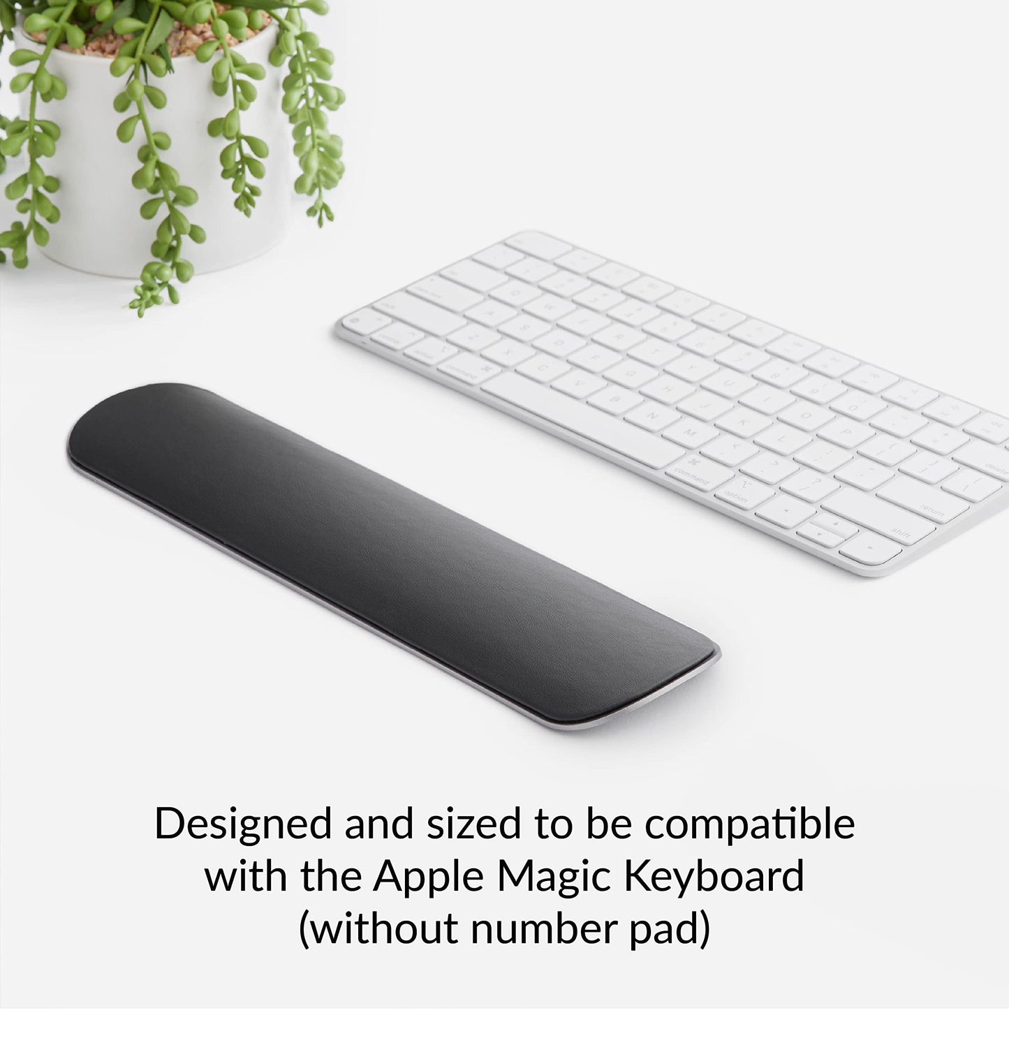 HumanCentric Wrist Rest Pad for Apple Magic Keyboard & Tenkeyless Keyboards, Ergonomic Wrist Support in Space Gray Aluminum with Black Vegan Leather