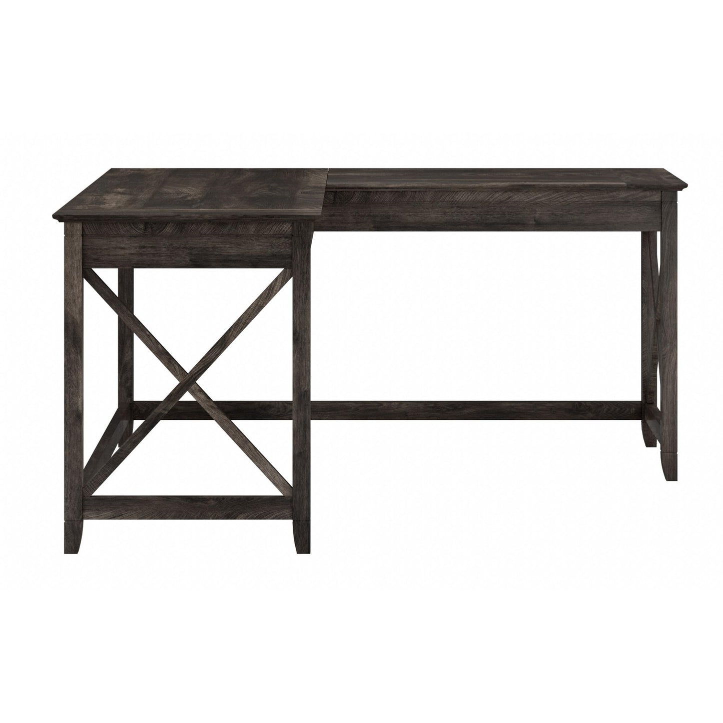 Bush Home Key West 60W Modern Farmhouse L Shaped Desk in Dark Gray Hickory, 60-Inch Corner Computer Table for Home Office Workspace