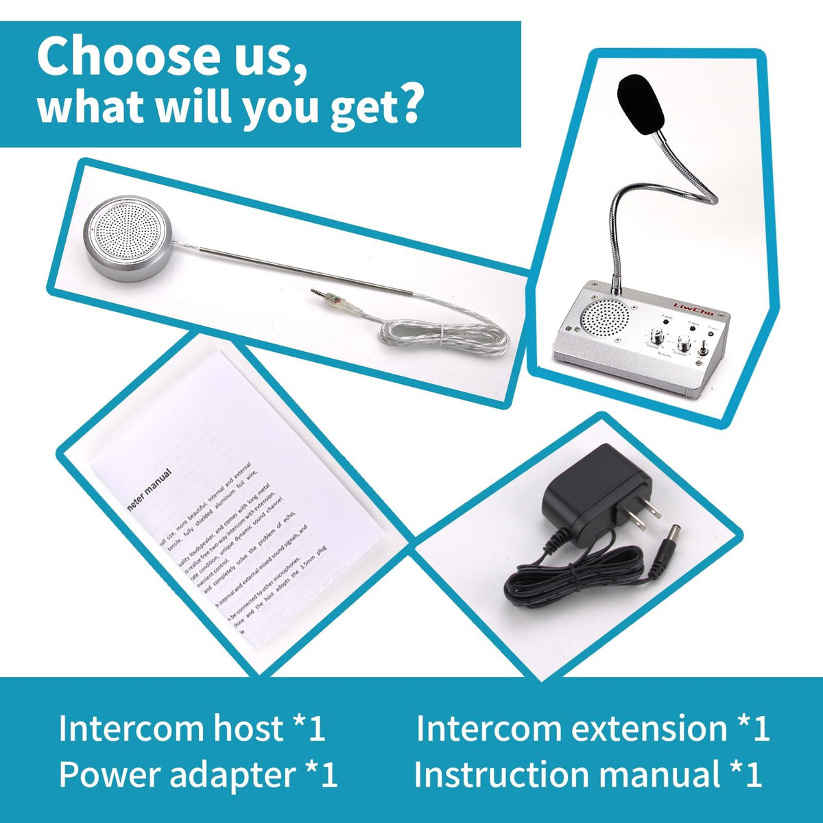 LiwCho Dual-Way Window Intercom System,High Power Speaker,Microphone Speaker for Teller Window, Two Way Interphone for Bank,Hospital,Business,Office.