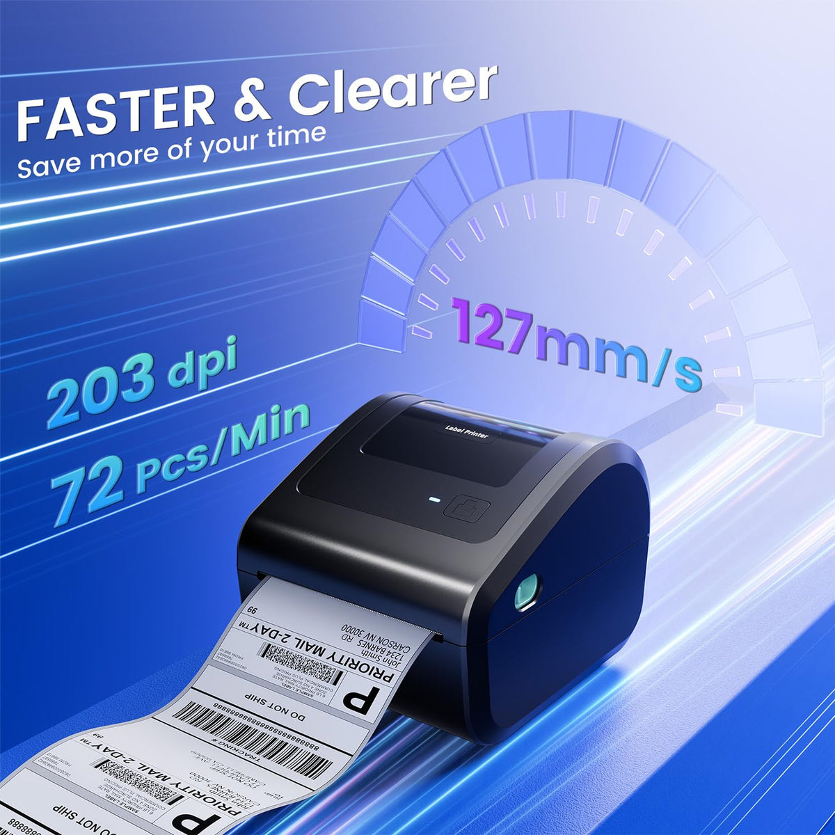 Omezizy Bluetooth Shipping Label Printer 4x6, D450BT Thermal Label Printer for Shipping Packages, Thermal Printers for Small Business, Compatible with Android, iPhone, Windows, macOS, Tiktok, UPS