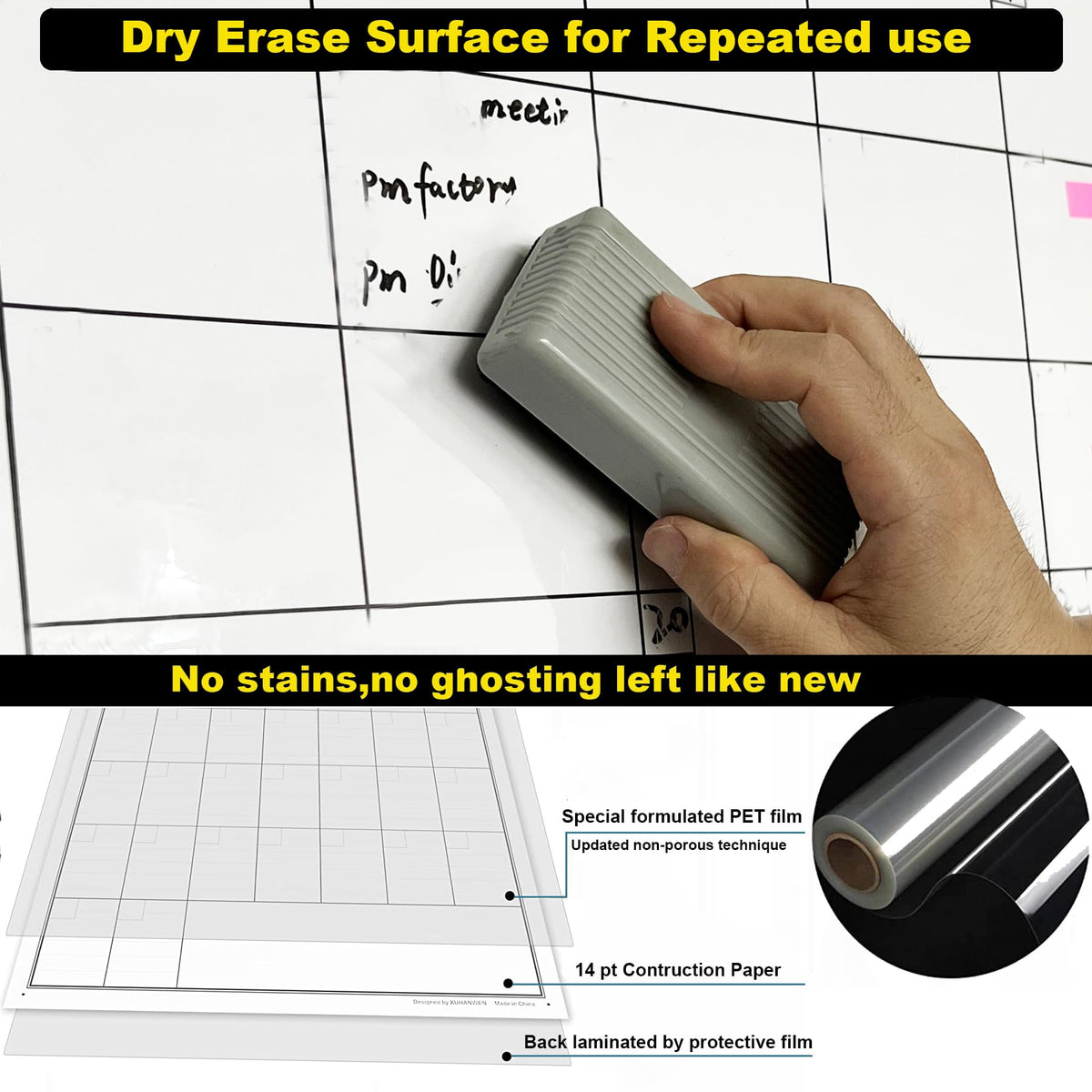 Large Project Management Vision Board, 36"x45" Office Whiteboard for Scheduling & Tracking Progress, Laminated Wall Planner for Managers & Entrepreneurs