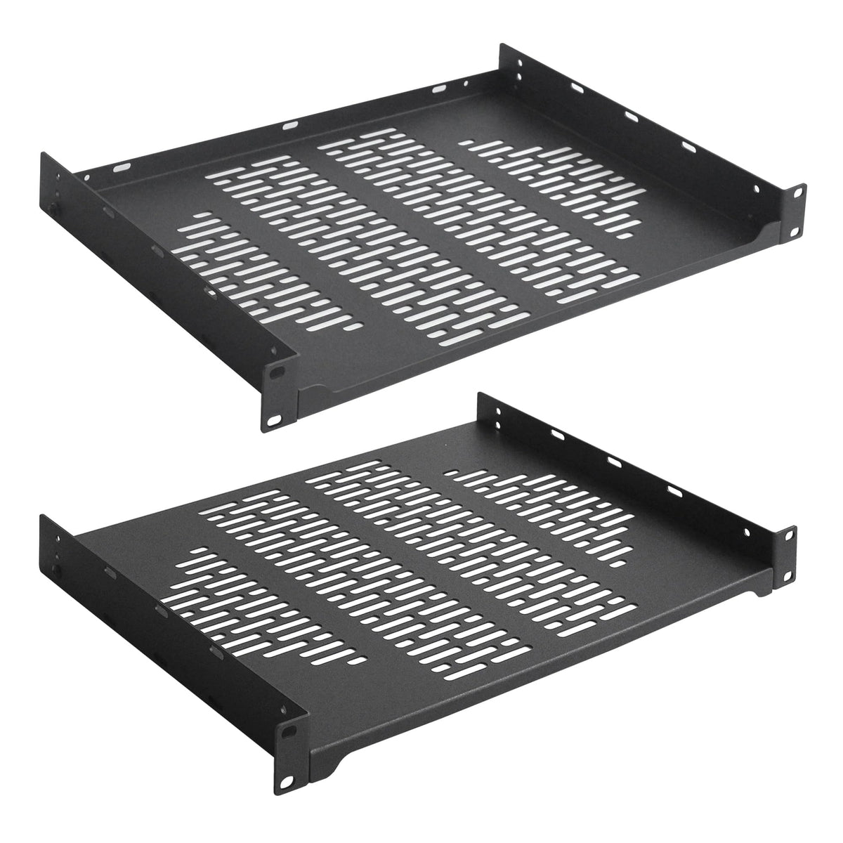 RIVECO 2 PCS 12” Rack Shelves for 19 inches Network Rack & Cabinets, 1U Rack Mount Shelf Vented Cantilever Tray, for Server, IT & Sound Equipment