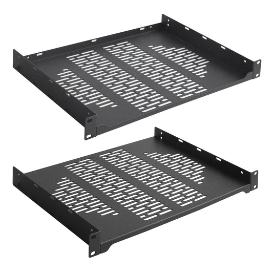 RIVECO 2 PCS 12” Rack Shelves for 19 inches Network Rack & Cabinets, 1U Rack Mount Shelf Vented Cantilever Tray, for Server, IT & Sound Equipment