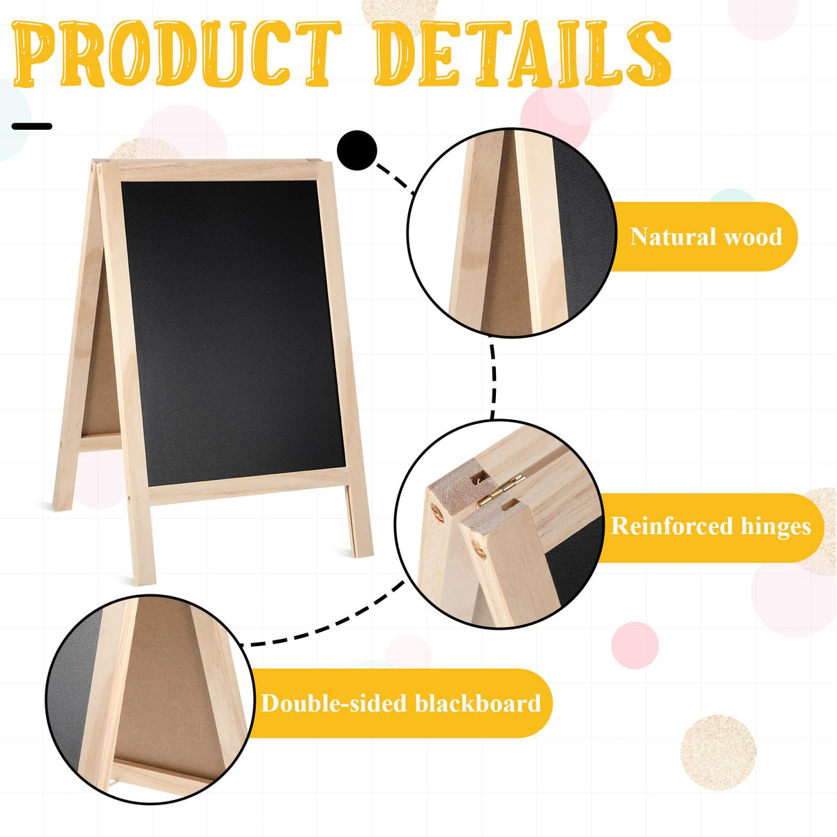 2 Pcs Chalkboard Easel, with 2 Erasers, 15.7x9.8 in Tabletop Stand Chalkboards, Double-Sided A Frame Chalkboard Sign, Tabletop Menu Wooden Board, for Menu, Kitchen, Restaurant, Bar, Wedding, Home Dec