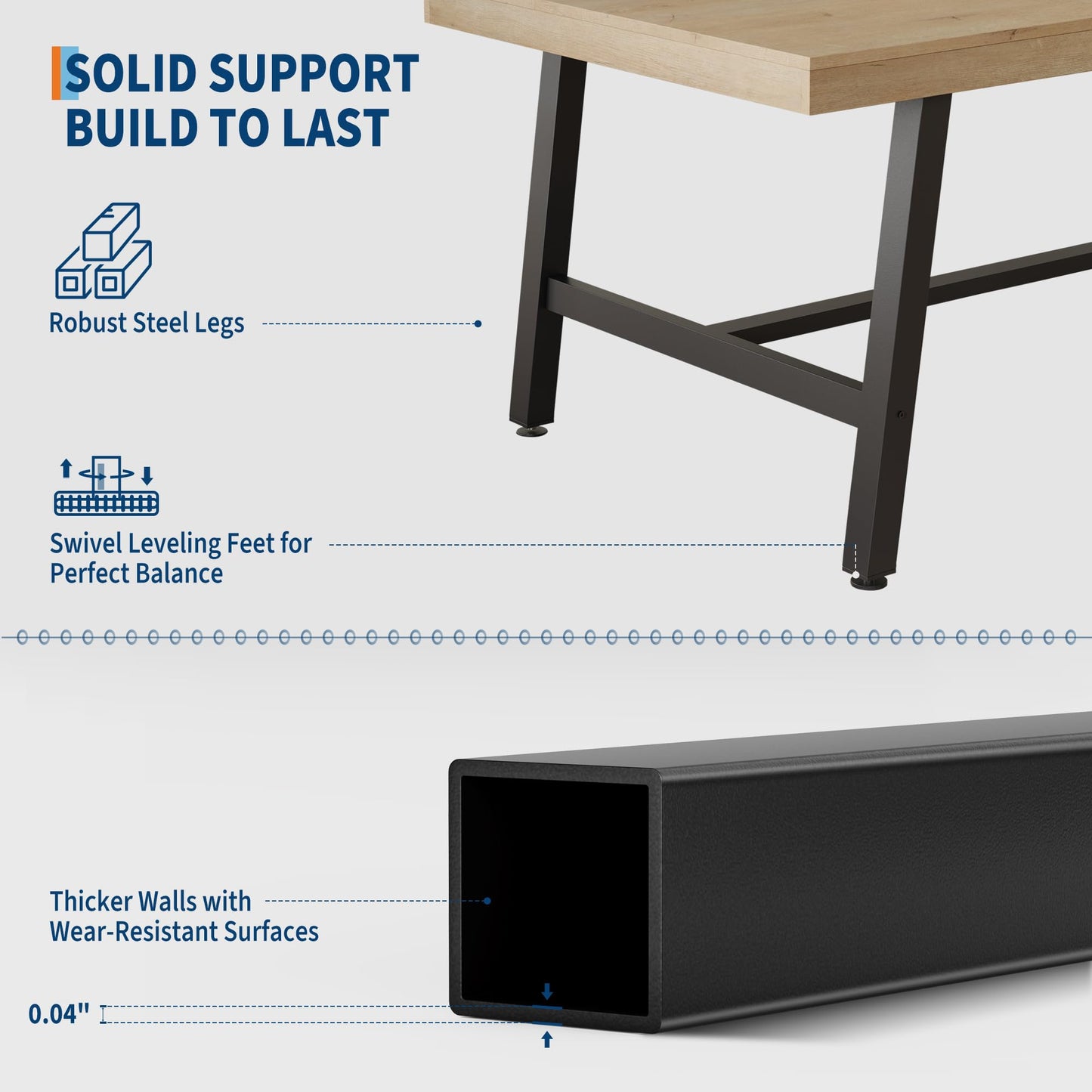 GarveeHome Industrial Dining Table for 6-8 People, 70.87" Long Large Kitchen Table with Sturdy Metal Frame, Rectangular Counter for Dinner, Kitchen, Dining Room (Natural, 71" Non-extendable)