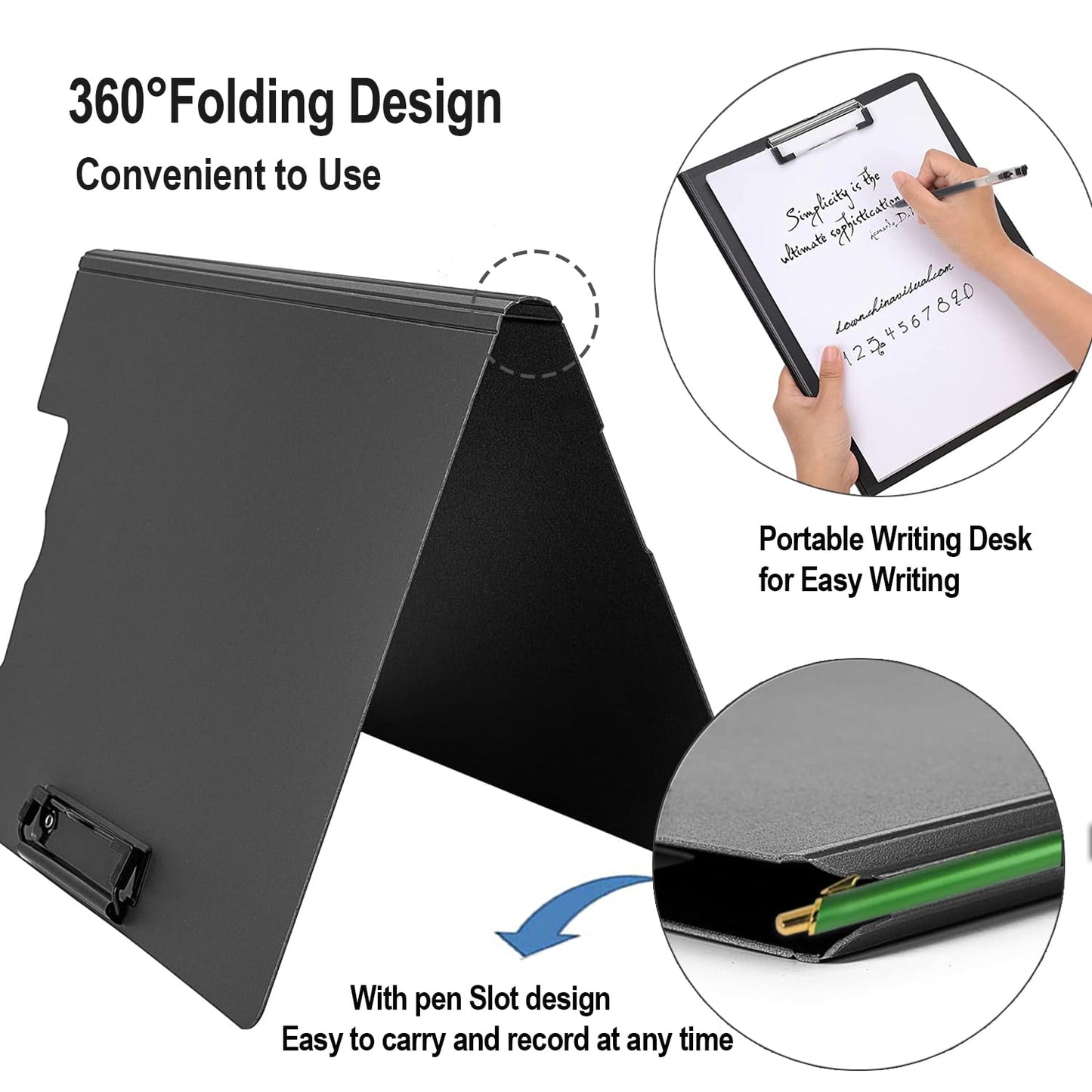 MUYICS 4 Pack Foldable Clipboards, A4 Clipboard Folder, Office Clipboard Folder with Double Clips Metal Clip, Storage Clipboards for Office, School or Medical Field(4 Colors)