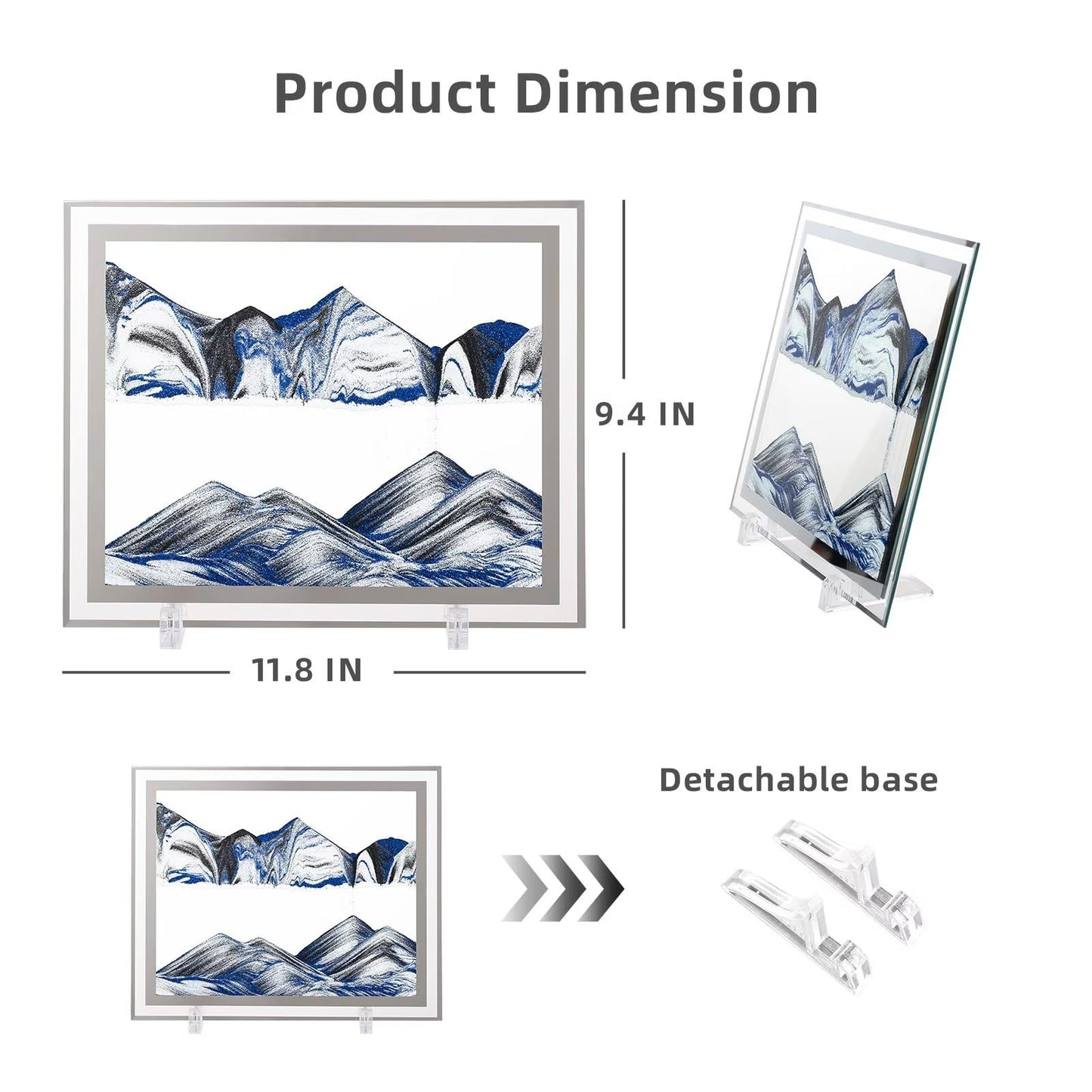 LCDOCLAK Moving Sand Art Picture (12 * 10 in),3D Hourglass Deep Sea Sandscape,3D Desktop Art for Home Office Decoration