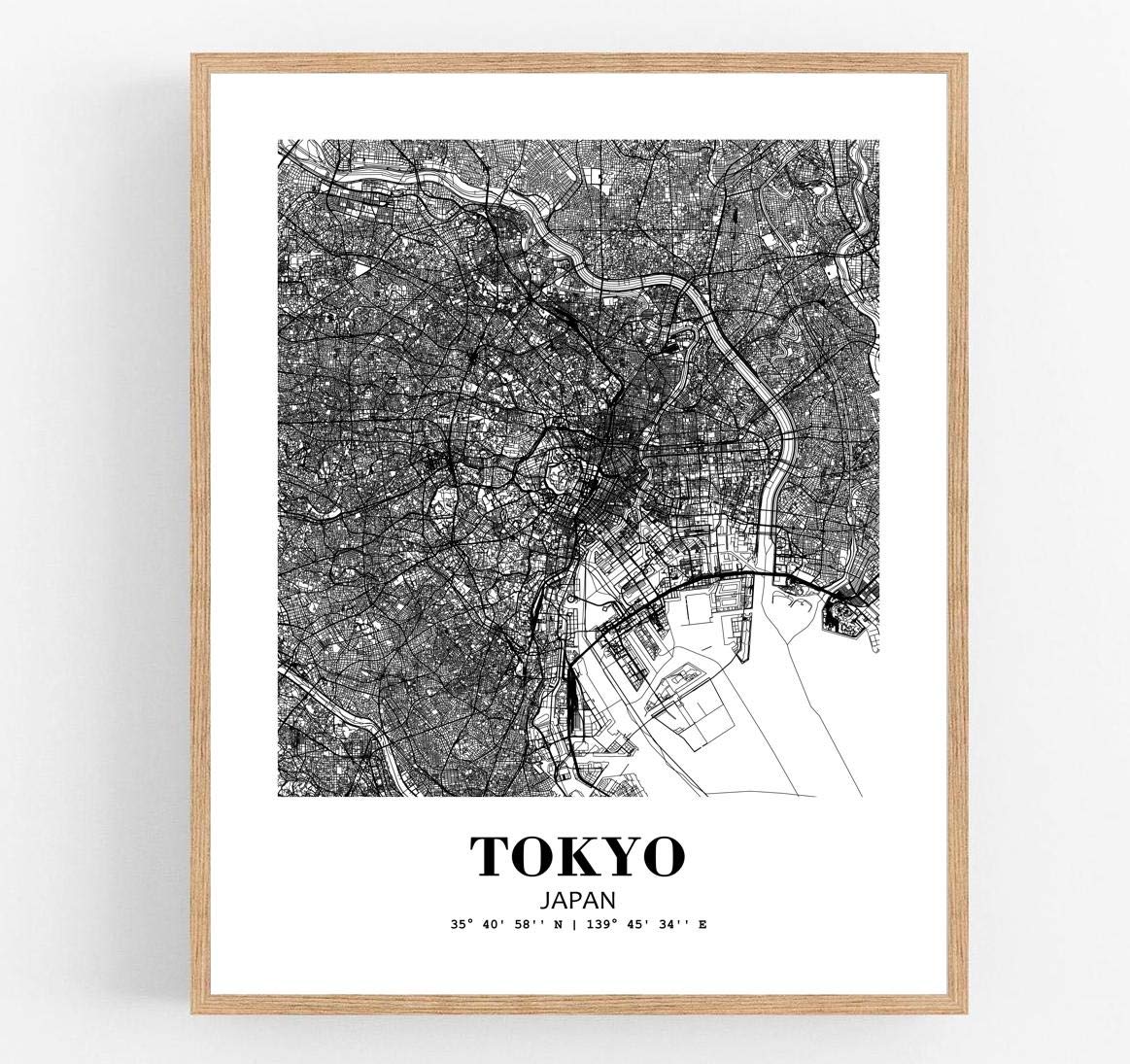 Eleville 8X10 Unframed Tokyo Japan City View Abstract Road Modern Map Art Print Poster Wall Office Home Decor Minimalist Line Art Hometown Housewarming wgn517