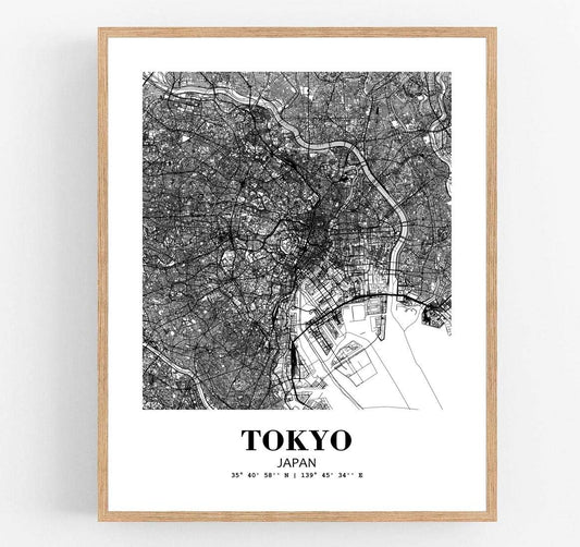 Eleville 8X10 Unframed Tokyo Japan City View Abstract Road Modern Map Art Print Poster Wall Office Home Decor Minimalist Line Art Hometown Housewarming wgn517
