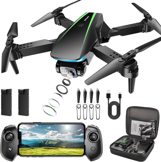Oddire Mini Drone with Camera - 1080P HD Foldable Drone with Stable Hover, Gravity Control, Auto-Follow, Trajectory Flight, 90° Adjustable Lens, One Key Take Off/Land, 3D Flip, Drones for Adults