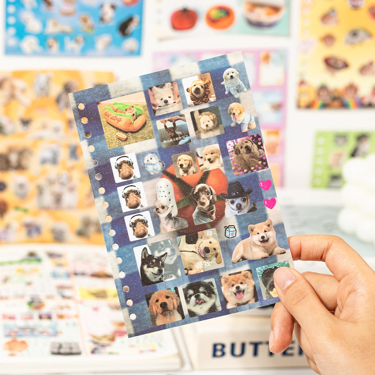 ZHIJIANHZ Dog Sticker Book with Meme Stickers 30 Pages Over 800 Die Cut Stickers with 3 Coating Types for Scrapbook Journal and Planner Sticker Album with Premium Art Paper and Cute Design