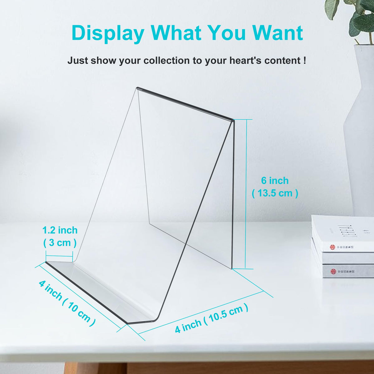 Boloyo Acrylic Book Stand Without Ledge,6 Inch 6PC Clear Acrylic Display Easel Transparent Display Stand Holder Tablet Holder for Displaying Pictures,Books,Artworks, CDs