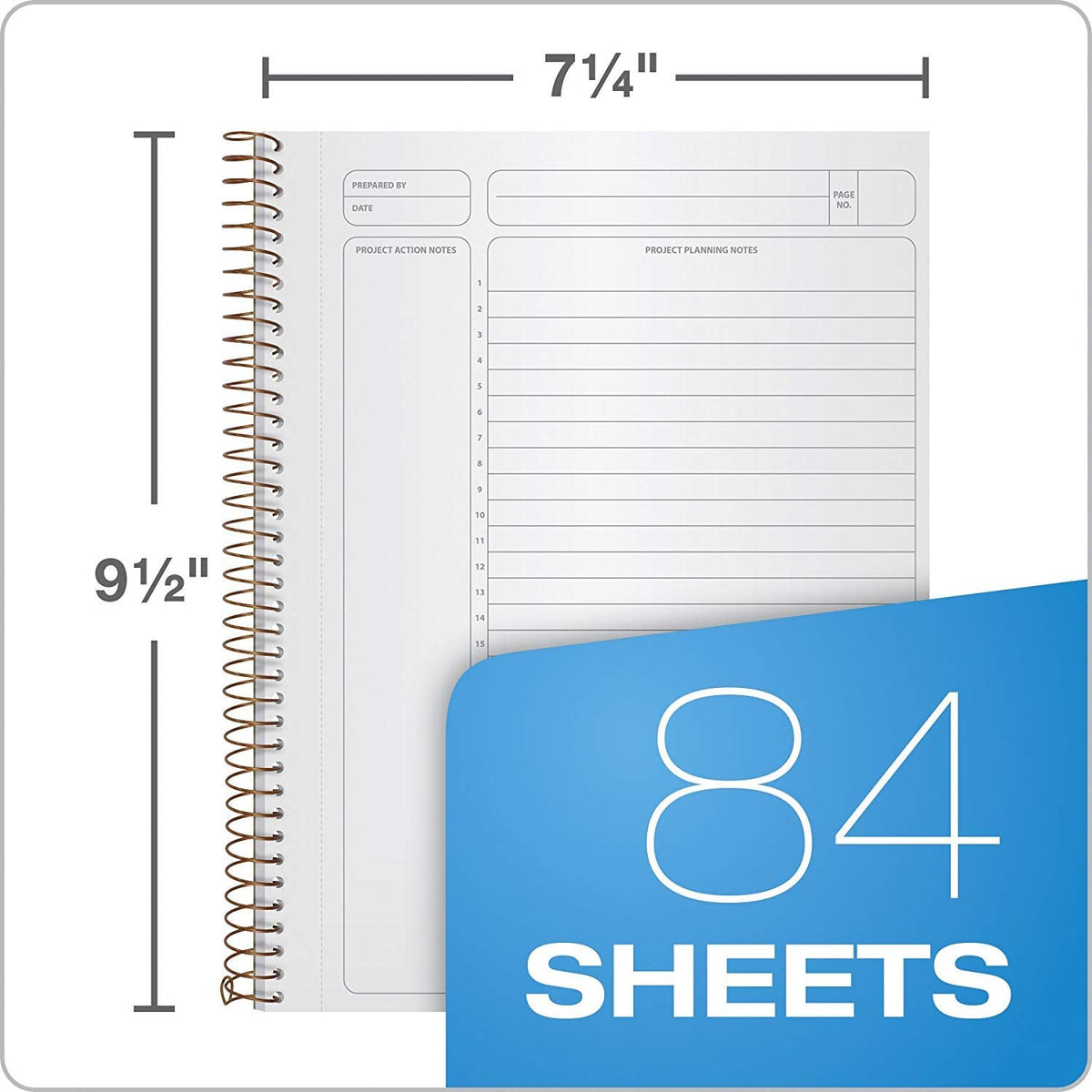 Ampad Gold Fibre Project Planner, Assorted Color Covers, 9.5 x 7.25, 84-Sheets, 3-Pack