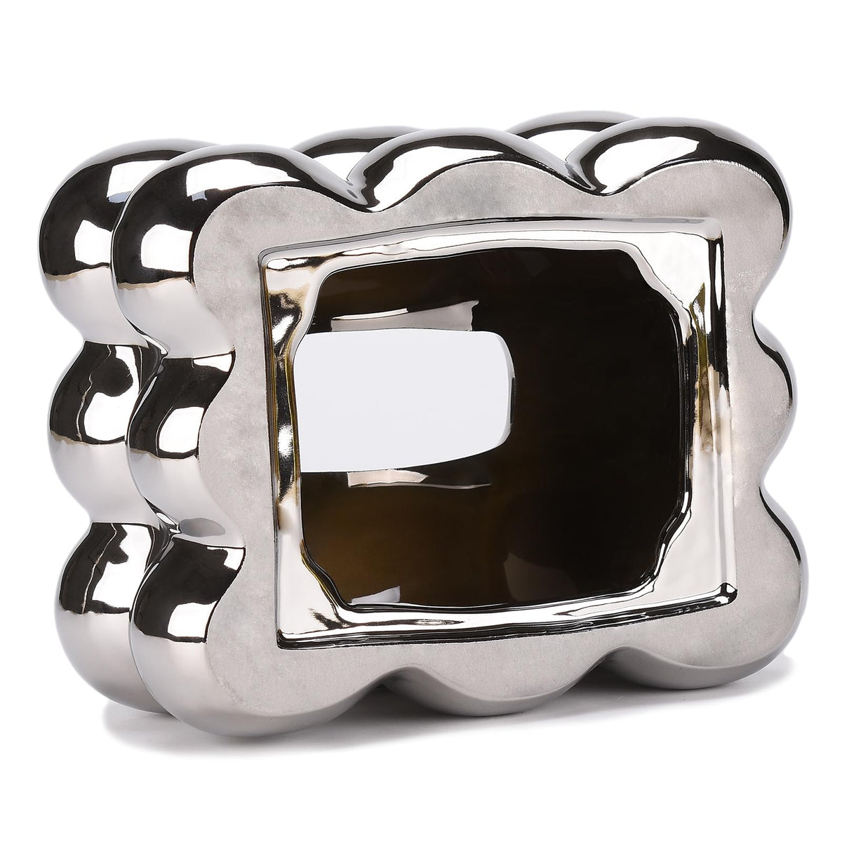 NYMYHE Electroplated Ceramic Tissue Box for Bathroom, Dresser, Living Room, Dining Room, Modern Silver Home Decoration TQGJNY50