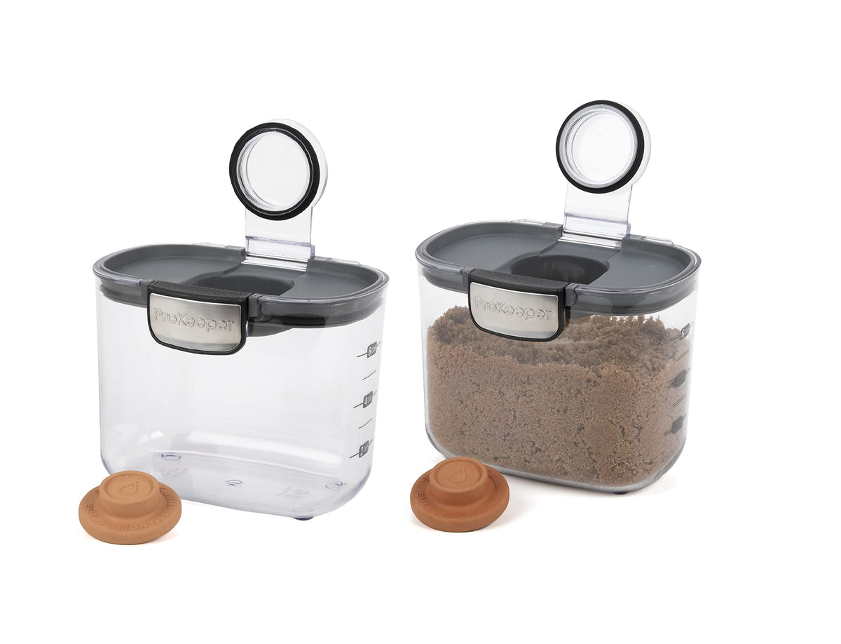 Progressive International ProKeeper+ Clear Plastic Airtight Food Baker's Kitchen Storage Organization Container Canister Set with Magnetic Accessories, 2- Piece Set (Brown Sugar 1.4-Quart)
