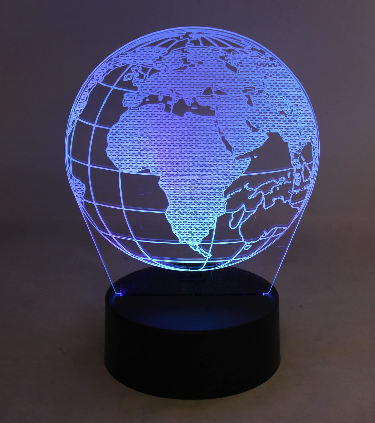 Dependable Industries 3D World Globe LED Light 7 Color Changing Table Lamp Night Light Optical Visual Illusion Acrylic