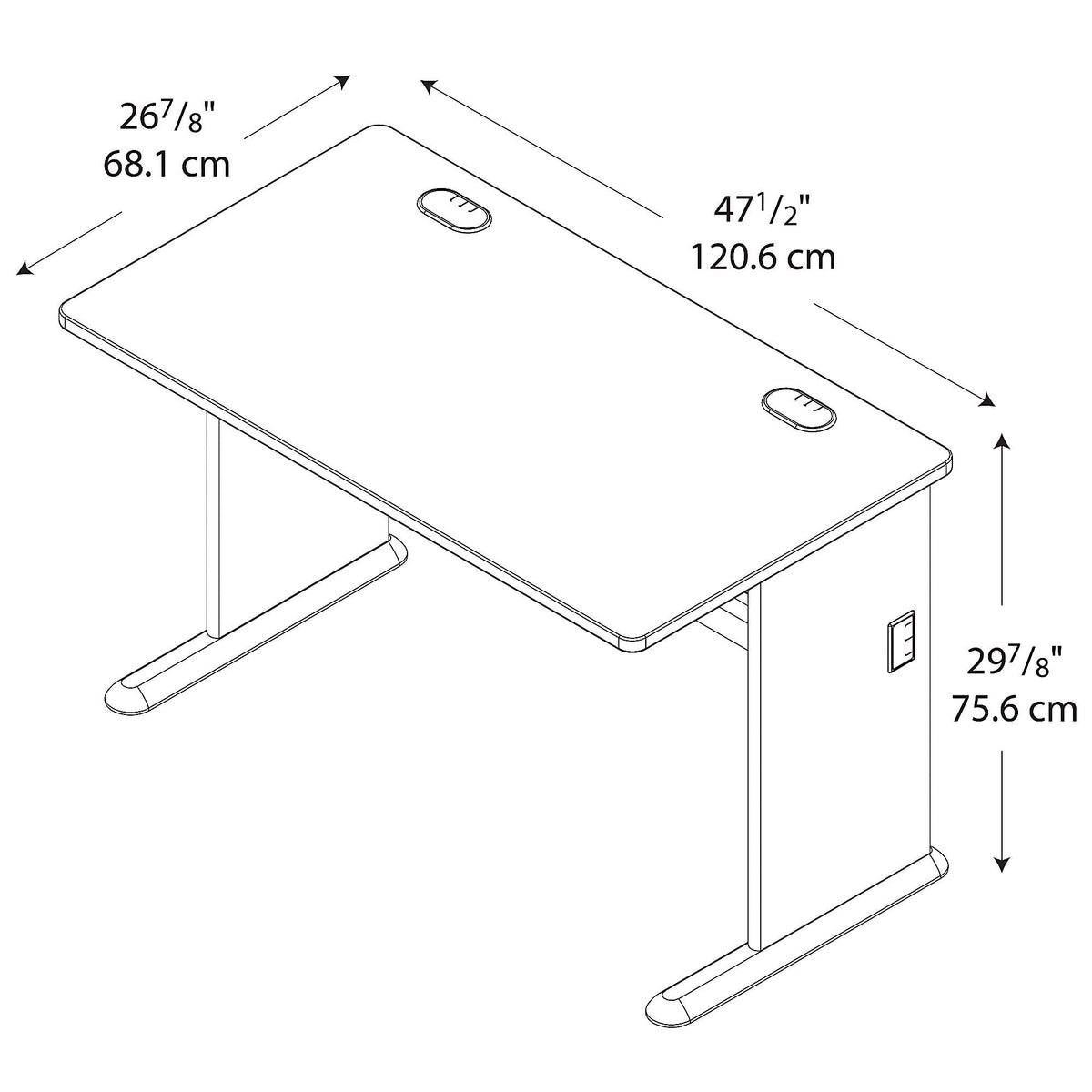 Bush Business Furniture Series A 48W Computer Desk in Natural Cherry and Slate, Small Office Table for Home or Professional Workspace