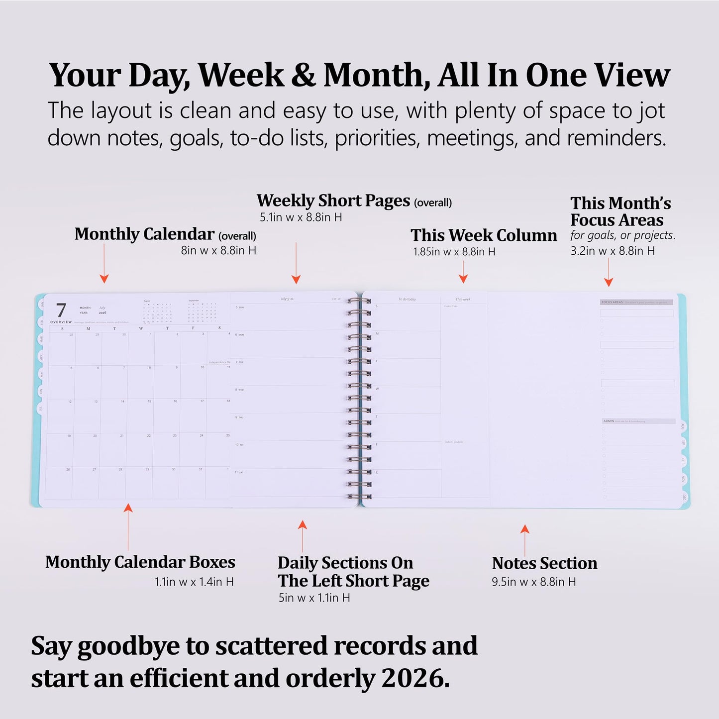 Leanga 2026 Planner, Dated Weekly & Monthly Planner with Goal Setting and Habit Tracker for Achieving Success, Academic Desk Calendar-13-1/2" x 9",Large Hardcover Dashboard Deskpad-Azure