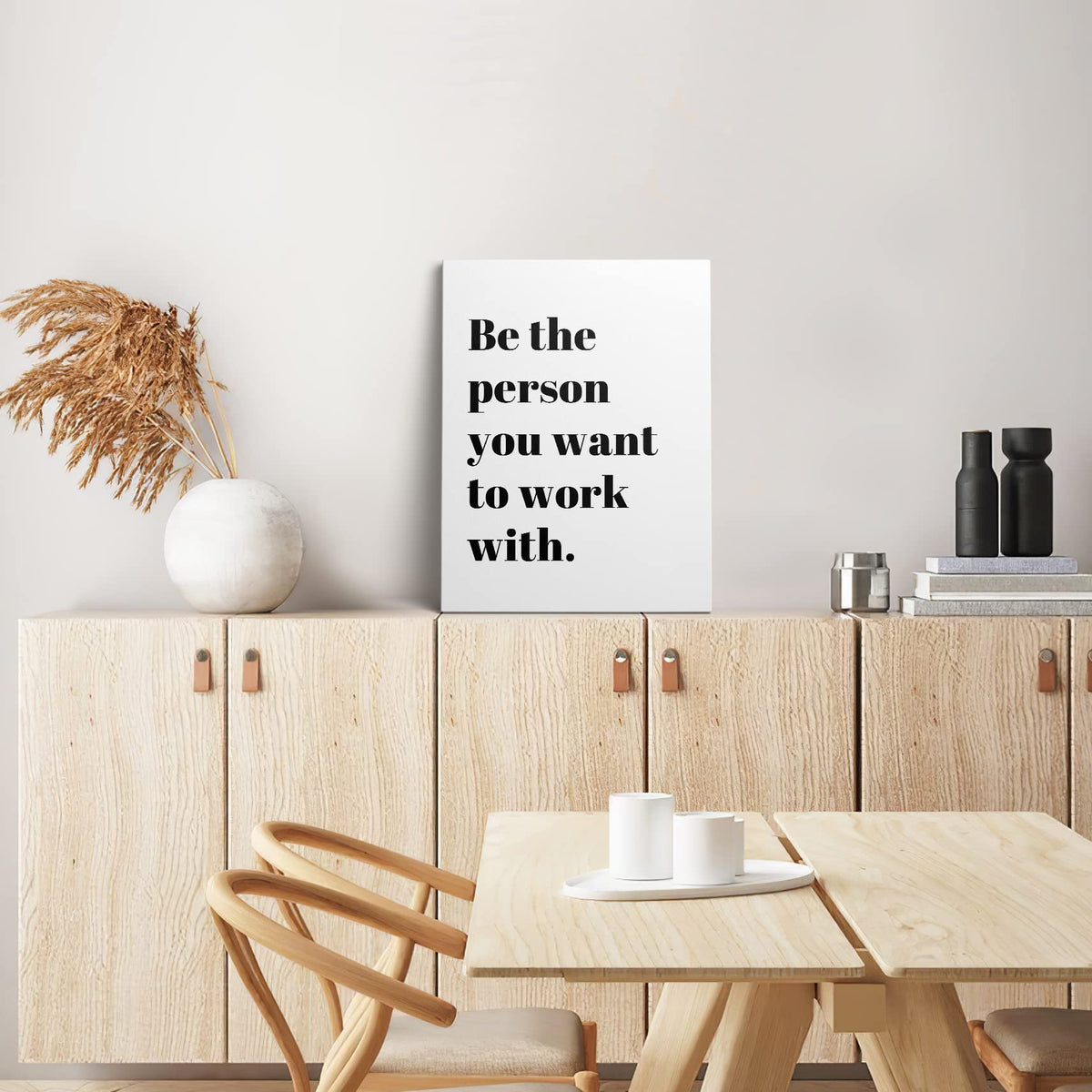 XWELLDAN Be The Person You Want to Work With Inspirational Quote Wall Art Canvas Prints,Team Work Motivational Quotes Wall Art Decor for Home Office Workplace, 11 x 14 Inch, Framed