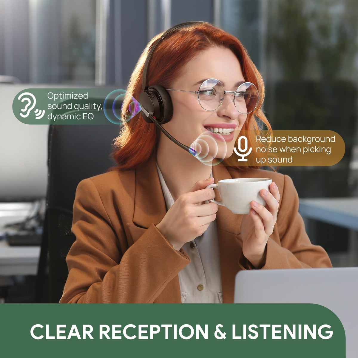 Yealink BH70 Mono Teams Wireless Headset with Mic for Work, Microsoft Teams Certified Bluetooth Headphone for 35h Calling, 91g All-Day Wearing Comfort, Perfect for Open Office, USB-C/A