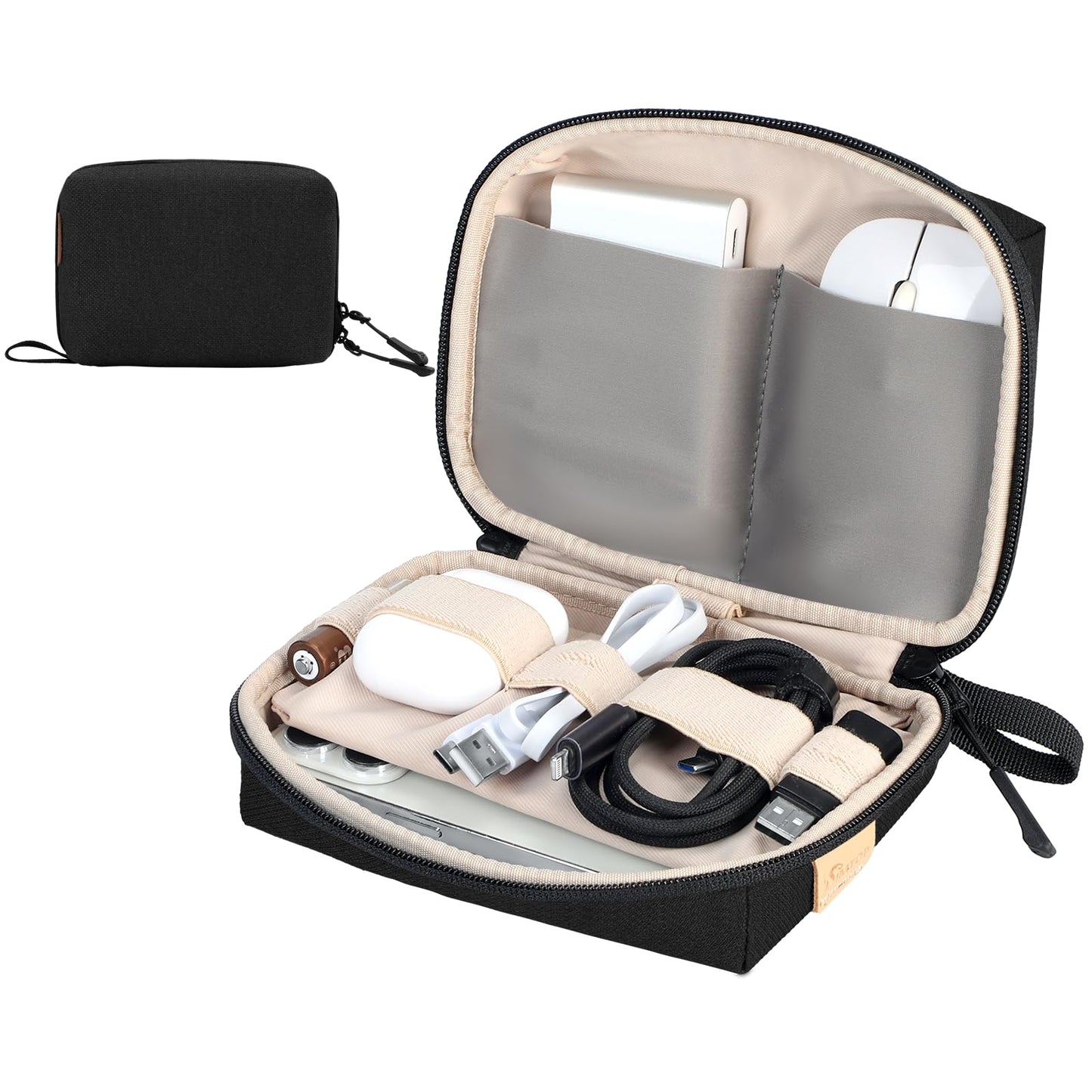 SIMTOP Small Electronics Organizer Travel Case, Portable Tech Case Pouch for Cable, Charger, Phone & Earbuds – Water-Resistant Cord Storage for Commute, Office & Business Trip – Compact Design