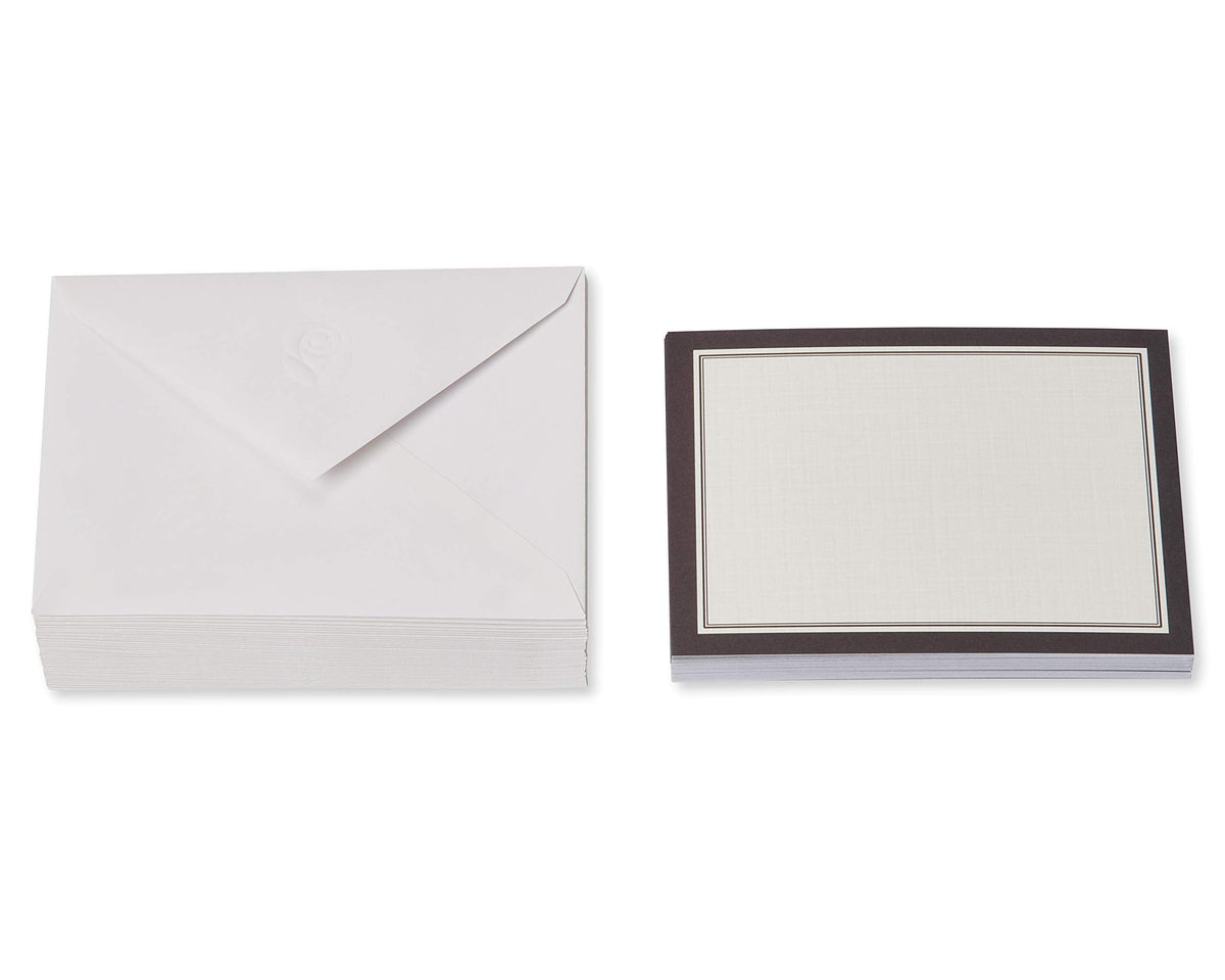 American Greetings Single Panel Blank Cards with Envelopes, Ivory with Black Border (40-Count)