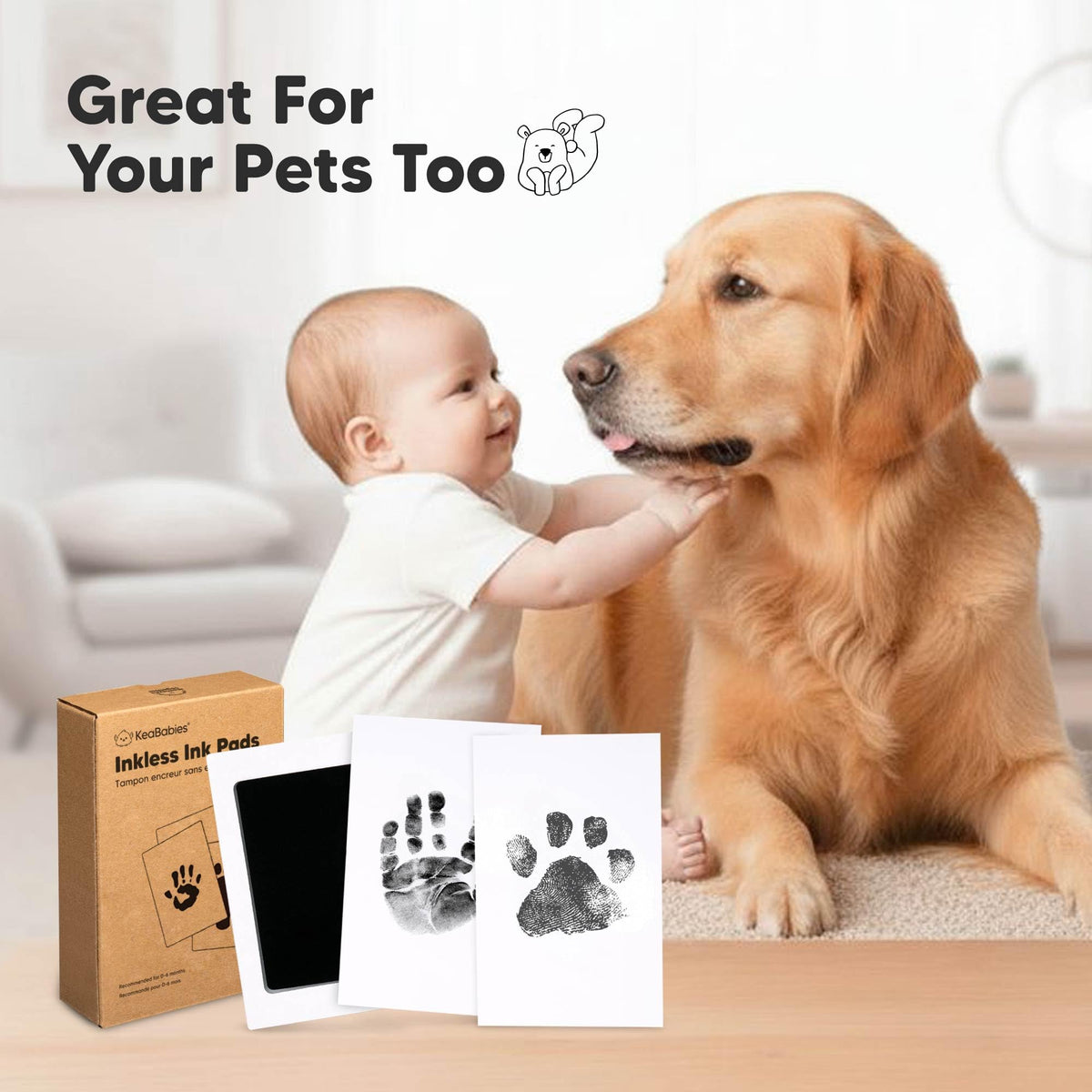 4-Pack Inkless Baby Hand and Footprint Kit - Mess Free Ink Pad for Newborn Keepsake, Dog Nose & Paw Print Kit, Clean Touch Ink Pad for Baby Hand & Footprints, First Mother's Day (Jet Black)