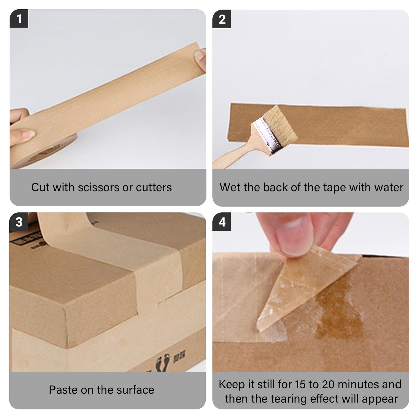 sanian Fiberglass Reinforced Water Activated Gummed Kraft Paper Tape, Each roll 2.75 inch x 380 ft, Total 760ft,for Heavy Duty Secure Packing 2-Pack