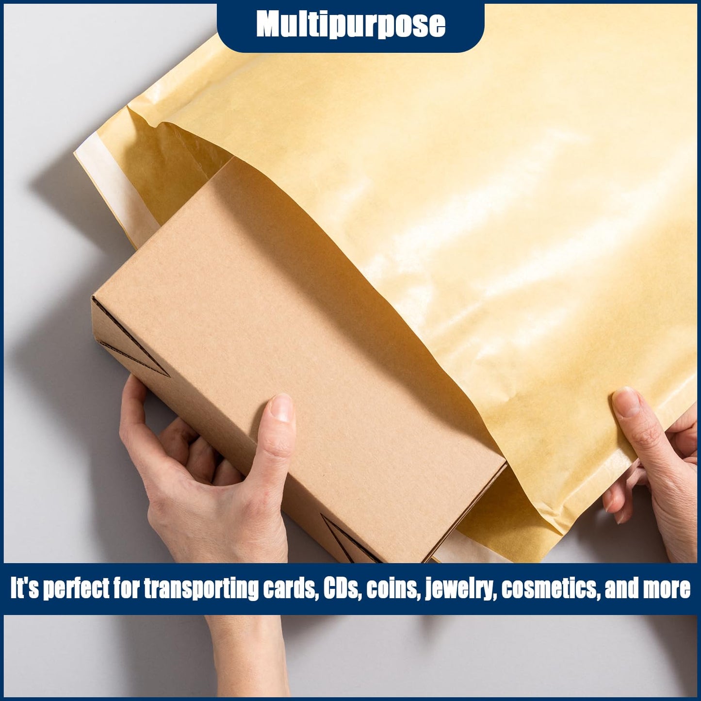 PRIMPKG Bubble Mailer Envelopes, 25 Pack Kraft Padded Envelopes, Large Bubble Mailers 10.5x15 Inch, Self-Seal Shipping Envelope, Tear-Resistant Mailing Envelope Padded