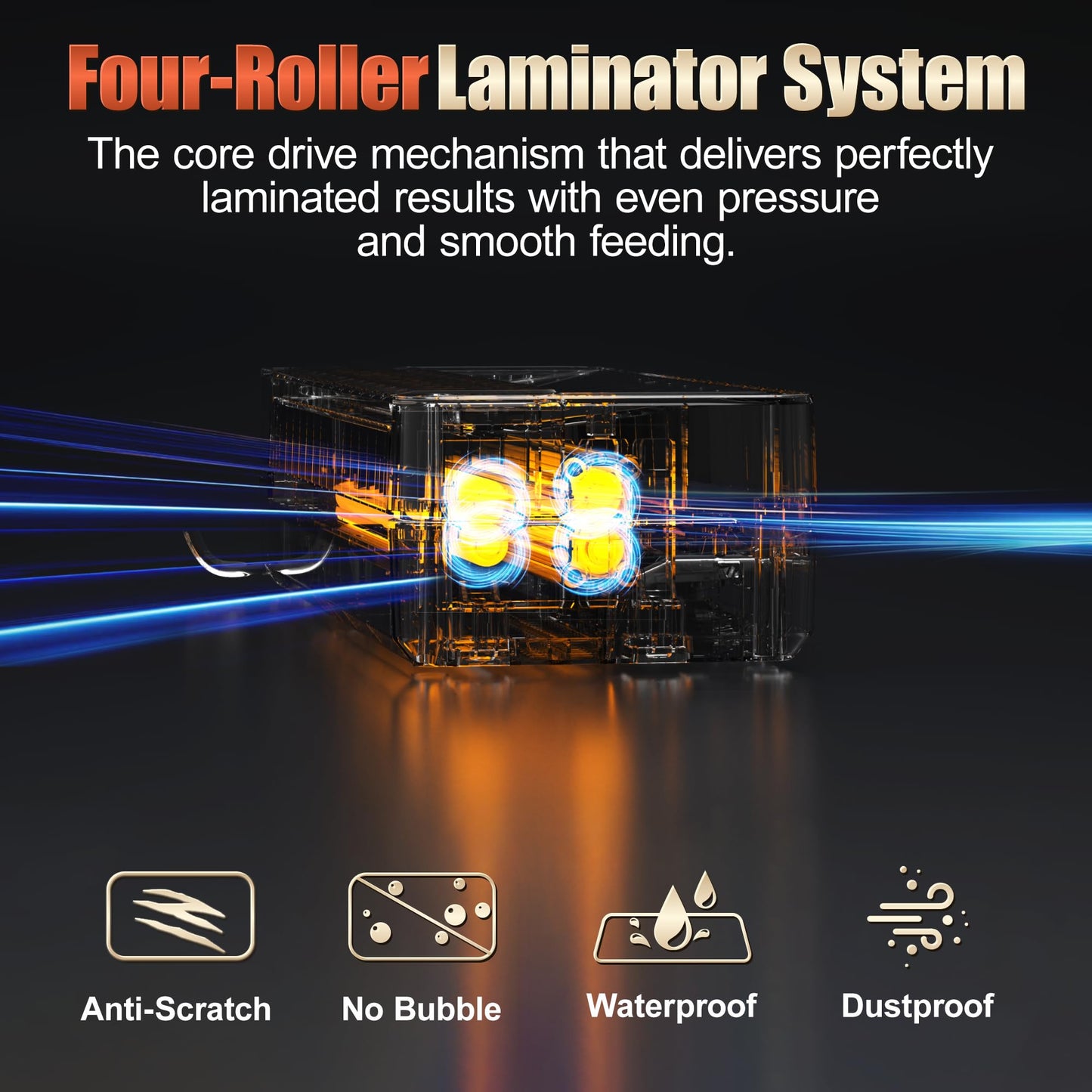 Commercial Laminator Machine 13 Inch 4-Roller, 55s Fast Warm-Up Never-Jam Lamination Machine, 3-10 Mil Thickness, Supports 11x17 & A3 Document Laminating, Includes 30 Laminating Sheets White